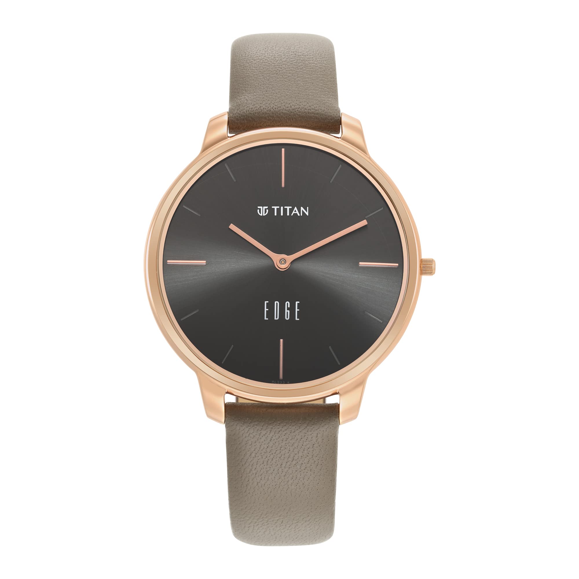 Titan Womens 34.5 Mm Edge Black Dial Leather Analogue Watch