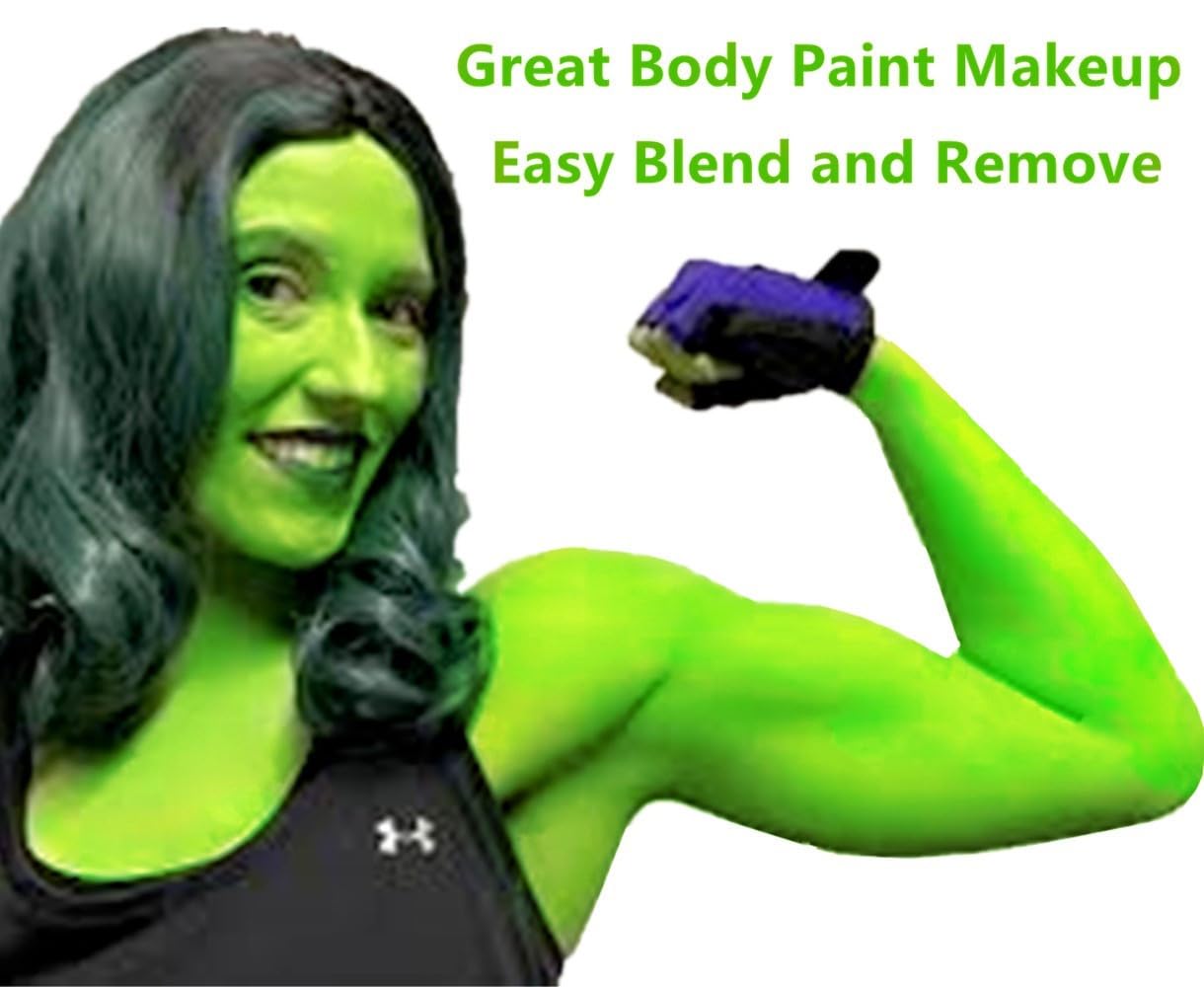 Go Ho Light Green Body Paint Washable(2.37Oz,70Ml),Water Based Cream Green Face Paint,Hulk Gamora Grinch Makeup,Green Face Body