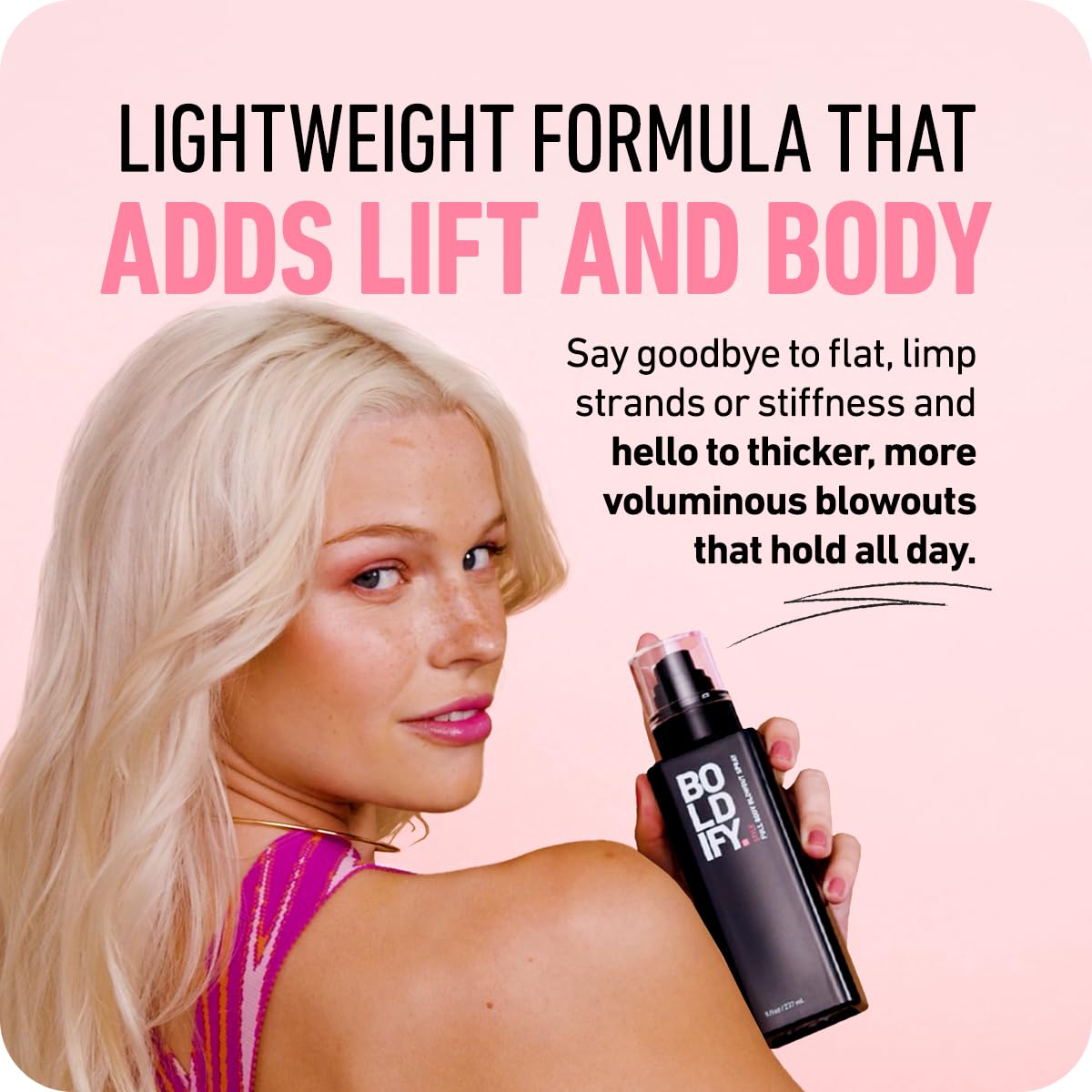 Boldify Full Body Volumizing Hair Spray - Mega-Volume - Blowout Heat Protection Spray with Thickening and Blow Dry Formula for F