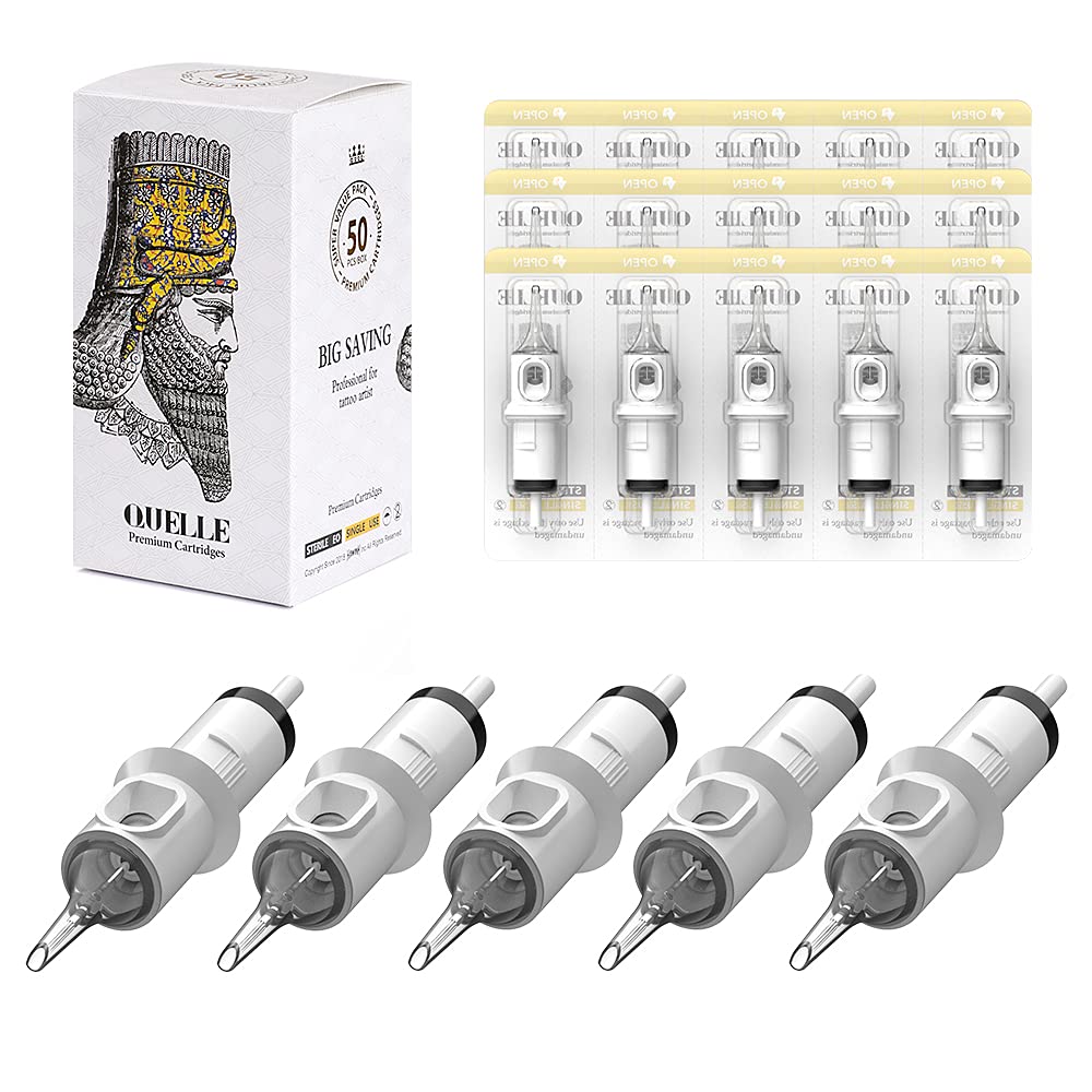 Hawink Tattoo Cartridges Needles 50Pcs Mixed #10 Bugpin Curved/Round Magnum M-Taper 7Rm 9Rm 11Rm 13Rm 15Rm En05C-50Kit-T