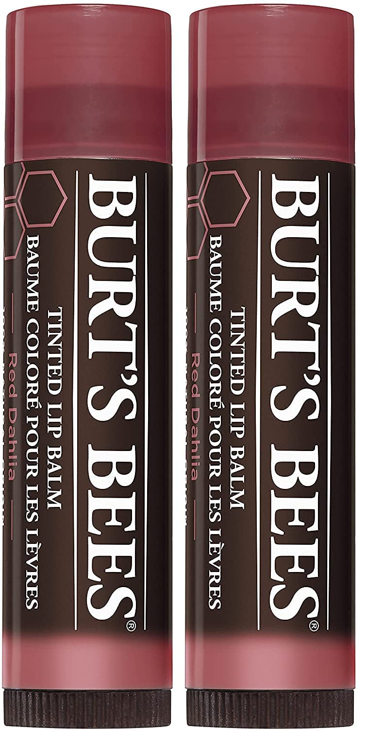BurtS Bees 100% Natural Moisturizing Tinted Lip Balm, Red Dahlia, 1 Tube, Pack Of 2