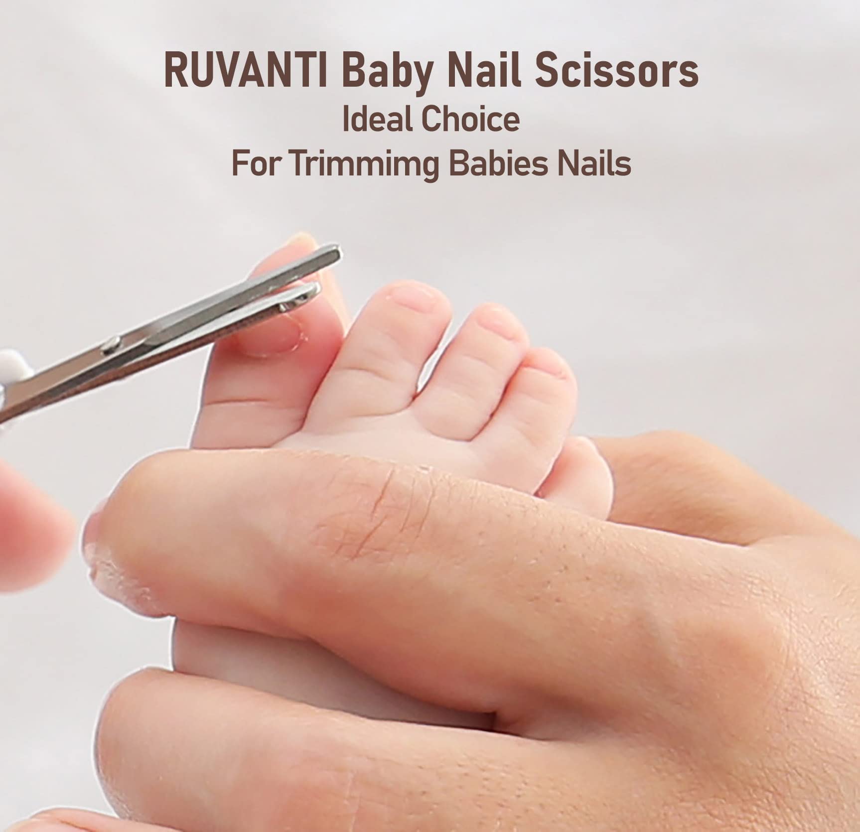 RUVANTI Stainless Steel Nose Hair Scissors for Kids - 5.2 Inch, Grey, Safe Round Headed Design for Facial Grooming and Trimming