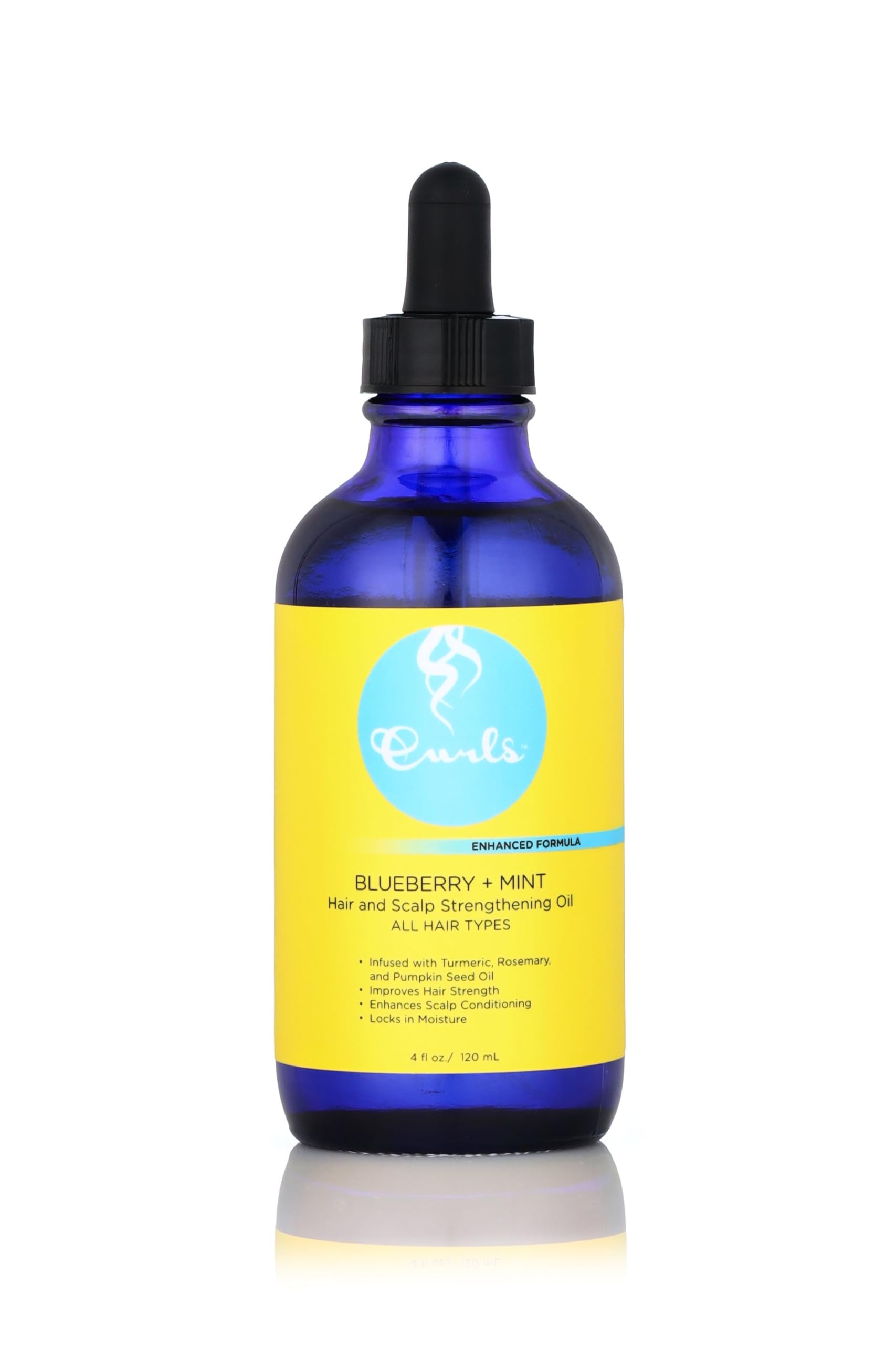 Curls Blueberry Bliss Blueberry & Mint Hair And Scalp Strengthening Oil - 4 Oz, Root-Penetrating Hair Oil With Turmeric, Rosemar