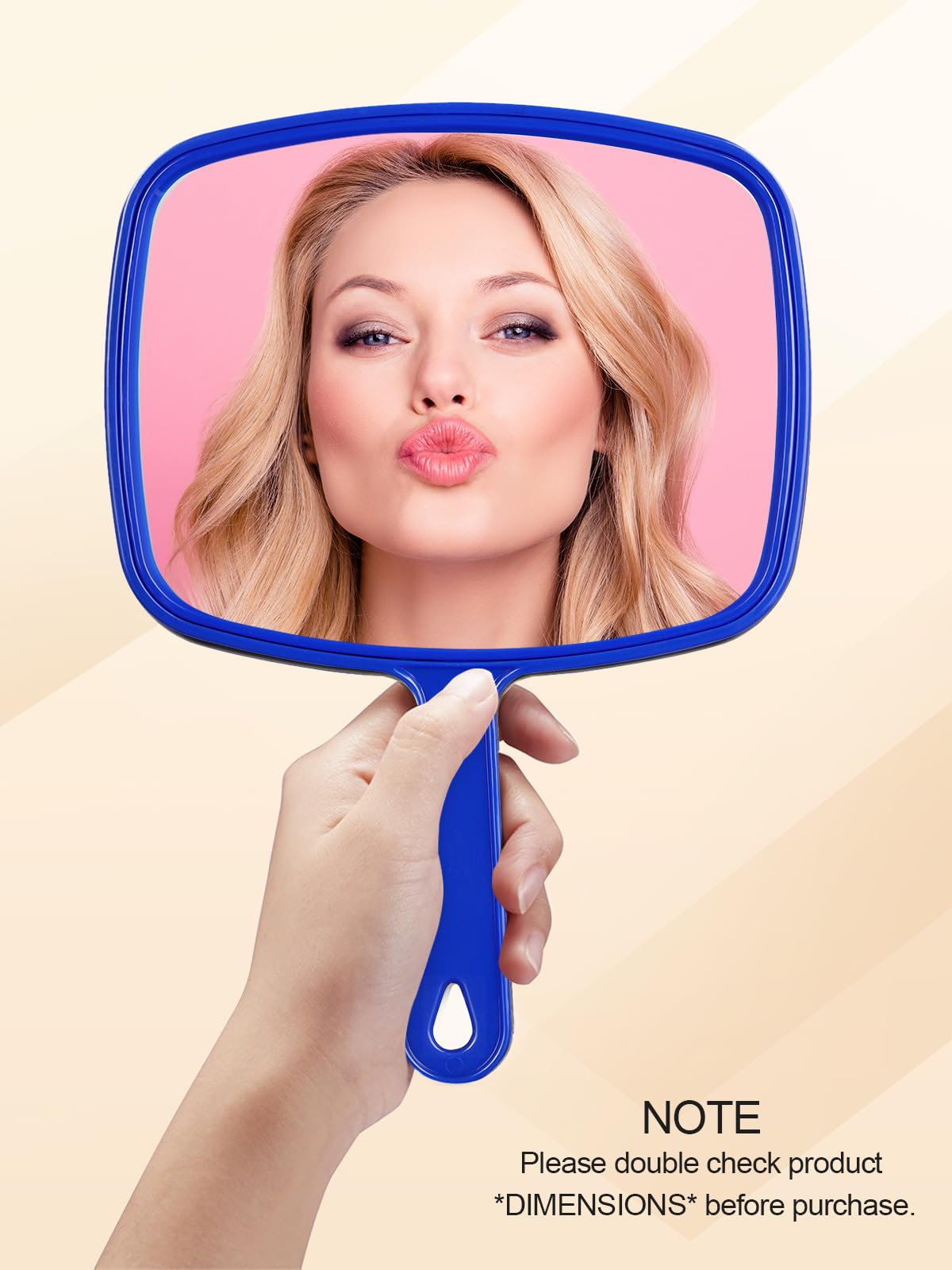 Gladmart Hand Mirror Salon Barber Hairdressing Handheld Mirror With Handle (Square Blue 7.4 X 10.3 Inches)