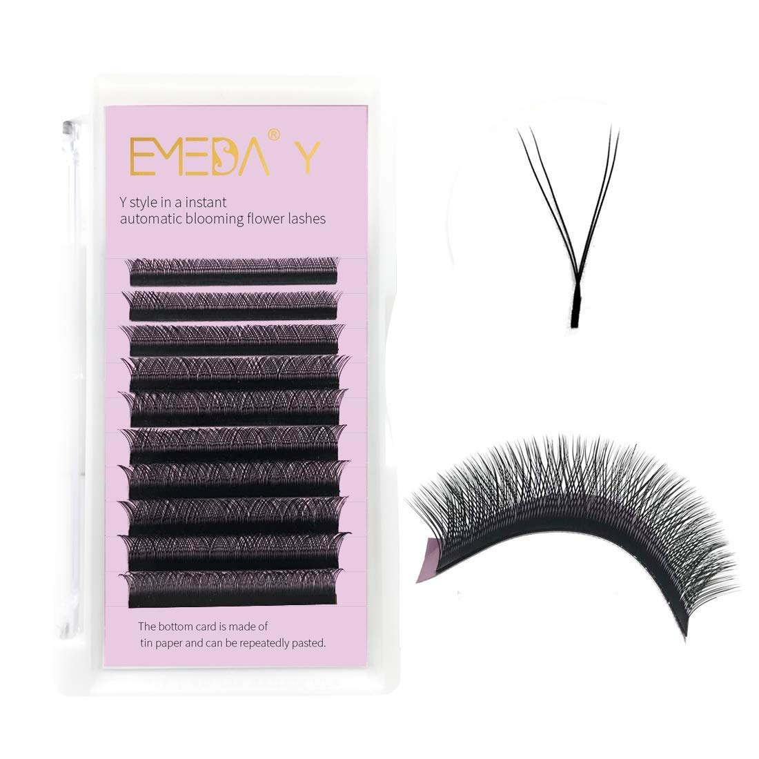 EMEDA Y Lash Extensions D Curl 0.07mm 8-14mm Mix Tray Premade Volume 2D Fans Eyelash Extension .07 Mix YY Type Wispies Soft Eye 