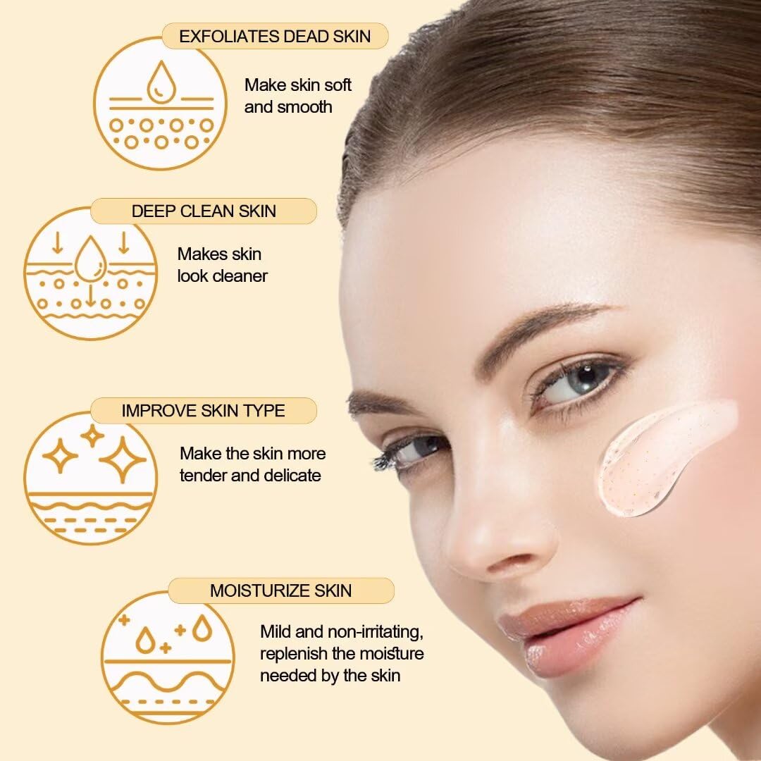 Orange Exfoliating Gel Scrub for Face and Body Skin, Deep Cleansing Moisturizing Skin Exfoliator Gel, Natural Orange Exfoliating