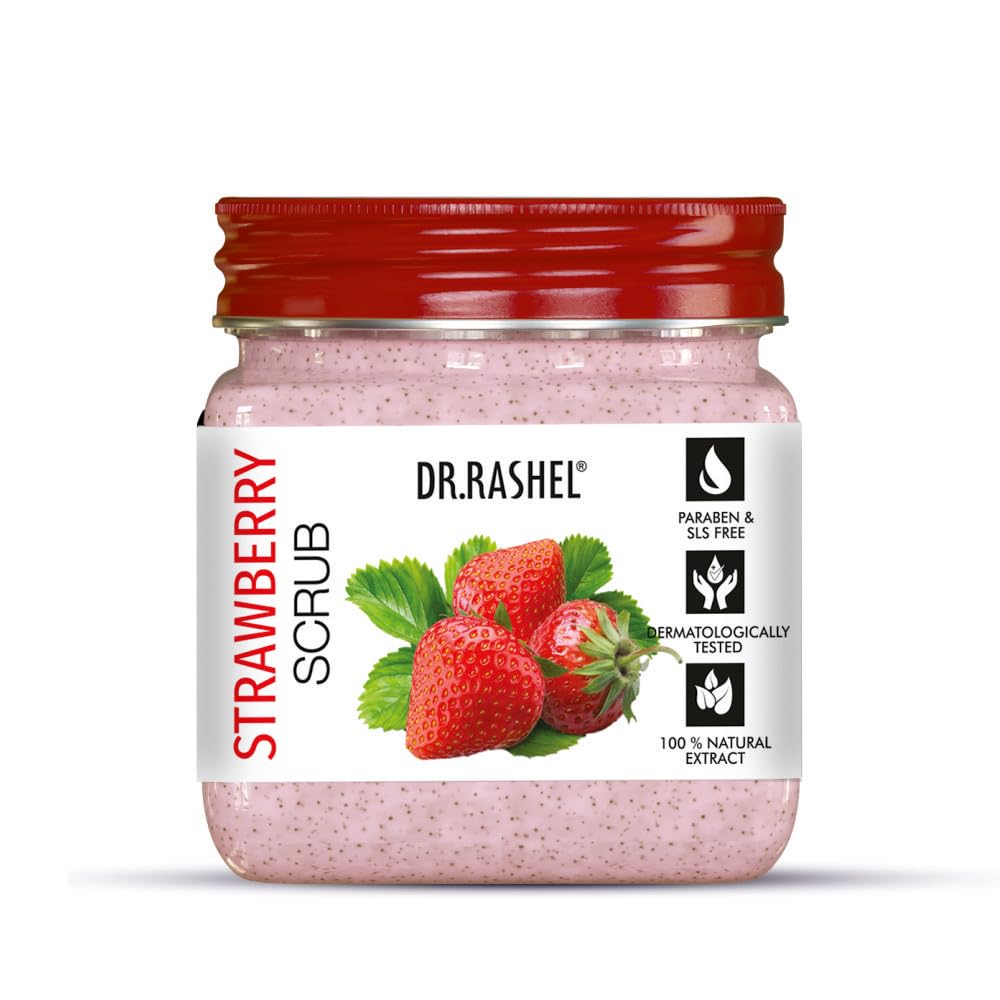 Dr.Rashel Strawberry Exfoliator For Face & Body (380 Ml) | All Skin |Cleanser For Deep Exfoliation | Dead Skin Remover | Tan Rem