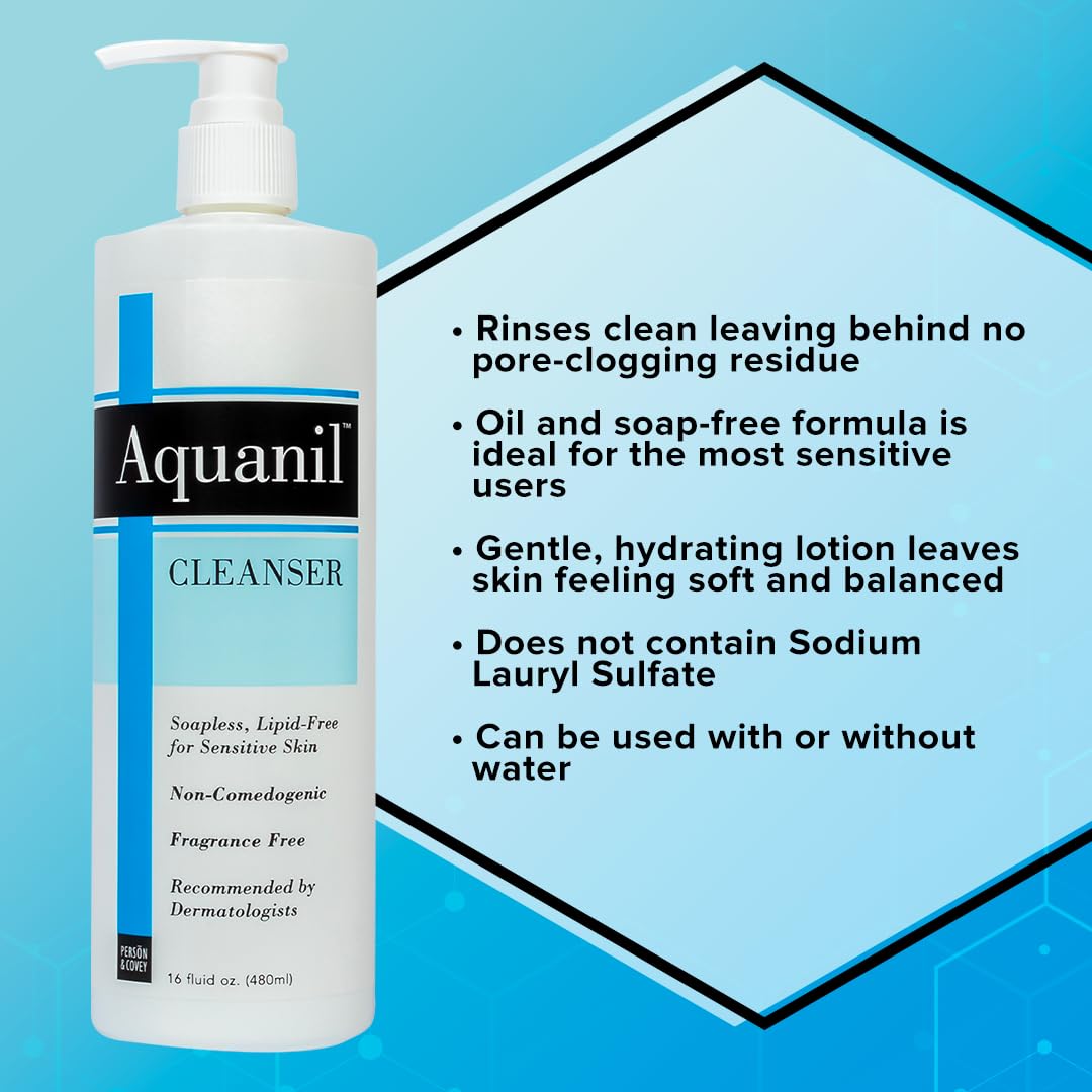 Person & Covey Aquanil Cleanser - Lipid-Free Sensitive Skin Cleanser, Non-Comedogenic Gentle Cleanser - Soap Free Cleanser With
