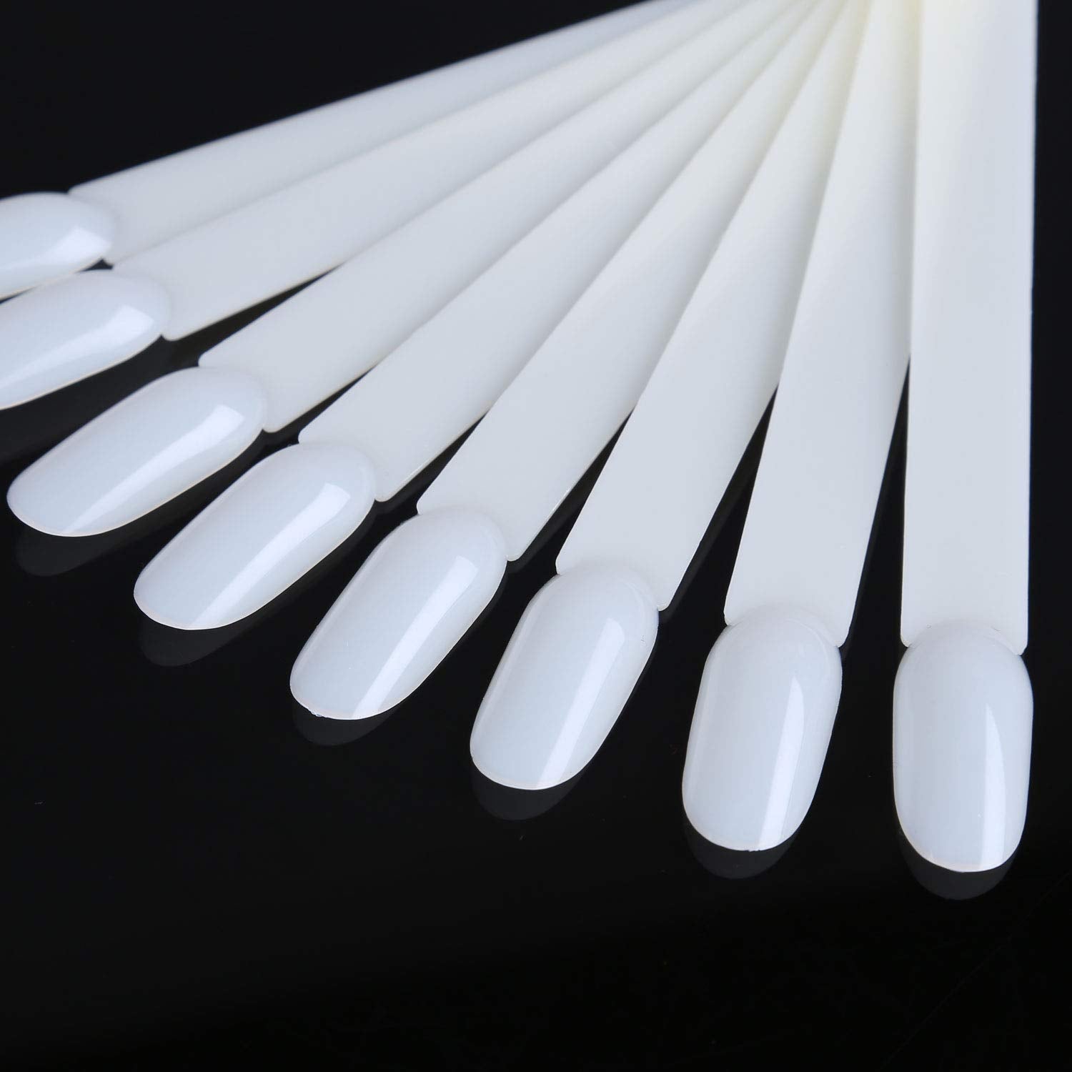 200 Pcs False Nail Art Tips Display, Natural Nail Sample Stick With Metal Split Ring Holder