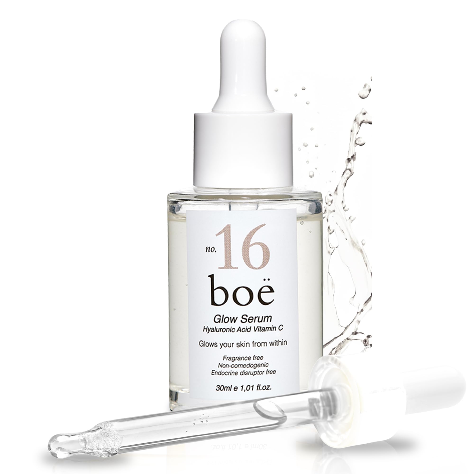 Bo No.16 Glow Face Serum  Hyaluronic Acid Serum for Face with Vitamin C for Hydration, Brightening & Even Skin Tone  Gentle, F