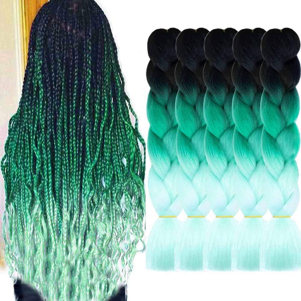 AIDUSA Color Braiding Hair 5pcs Synthetic Braids Hair Extensions 24 Inch Three Tones Braids for Box Braids Senegal Twist Crochet