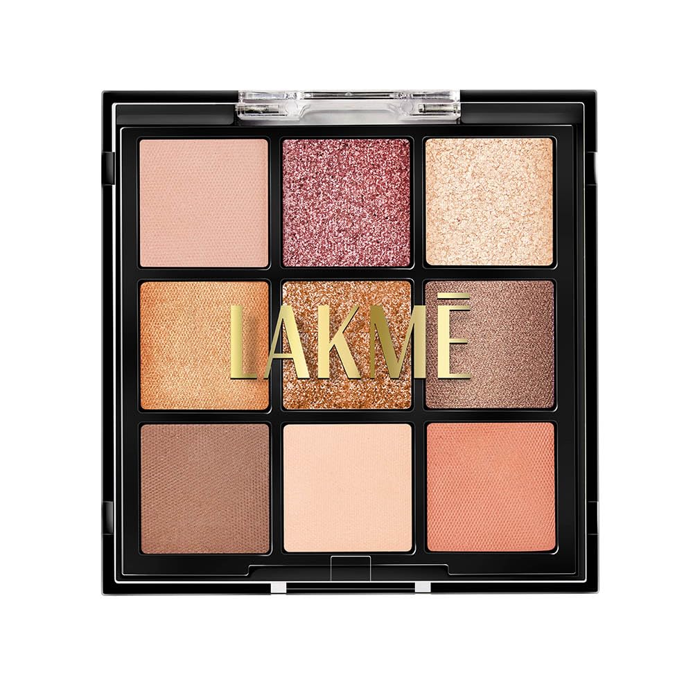 Lakme 9 In 1 Eyeshadow Palette, Sunkissed, 11.7G, For Captivating Eye Looks, With One-Stroke Payoff & Smooth Texture, Matte Shim