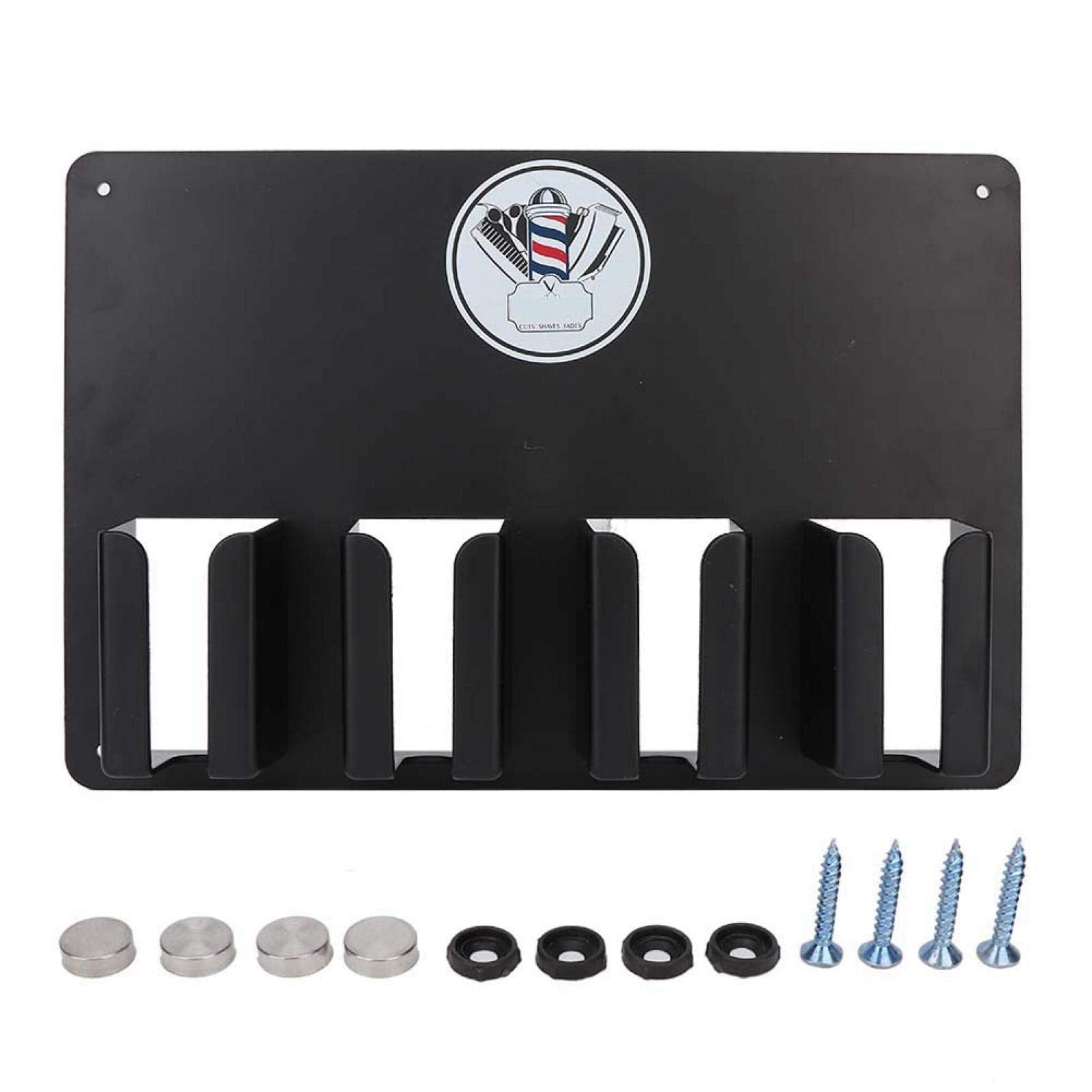 Hair Clipper Holder, MultiFunctional 4 Holes Wall Mount Hairdressing Tool Storage, WallMounted Hair Cutter Brush Holder Stand