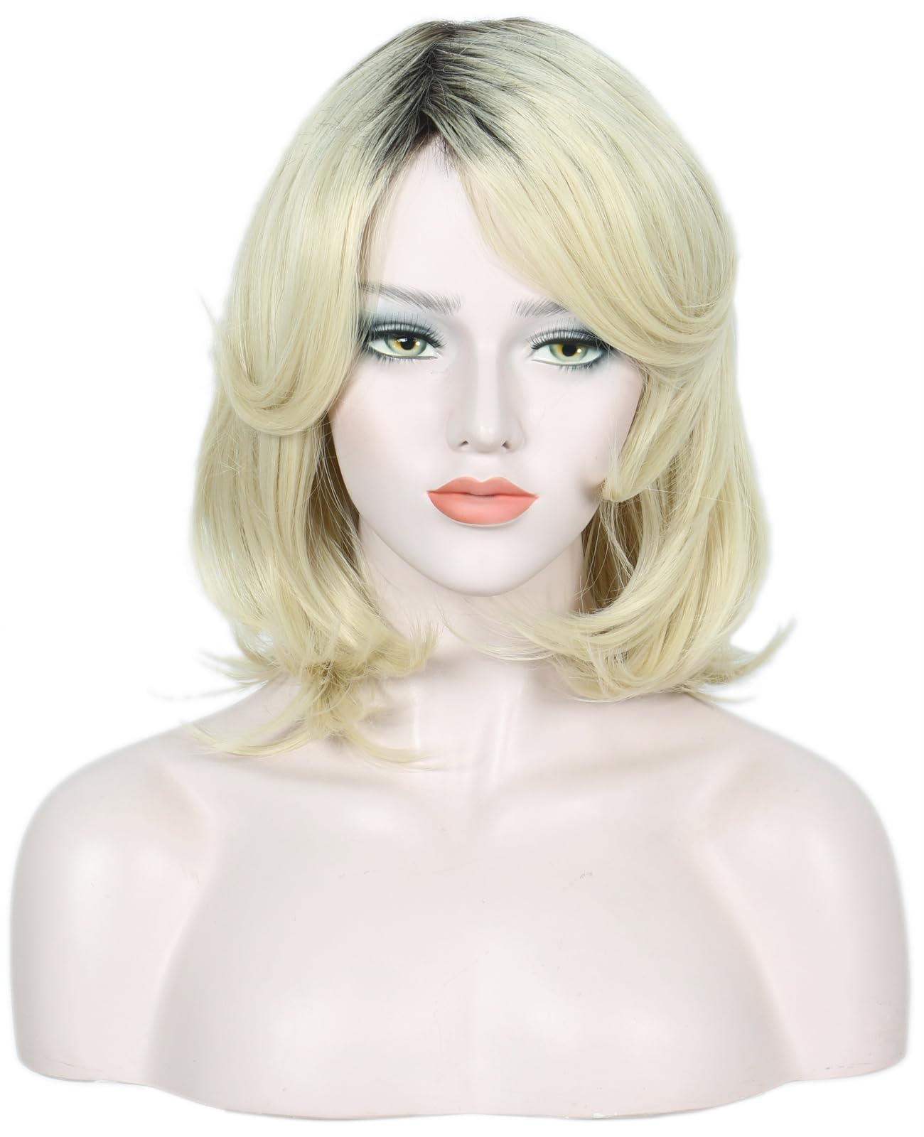 Linfairy Short Halloween Costume Cosplay Wig For Women (Blonde Ombre)
