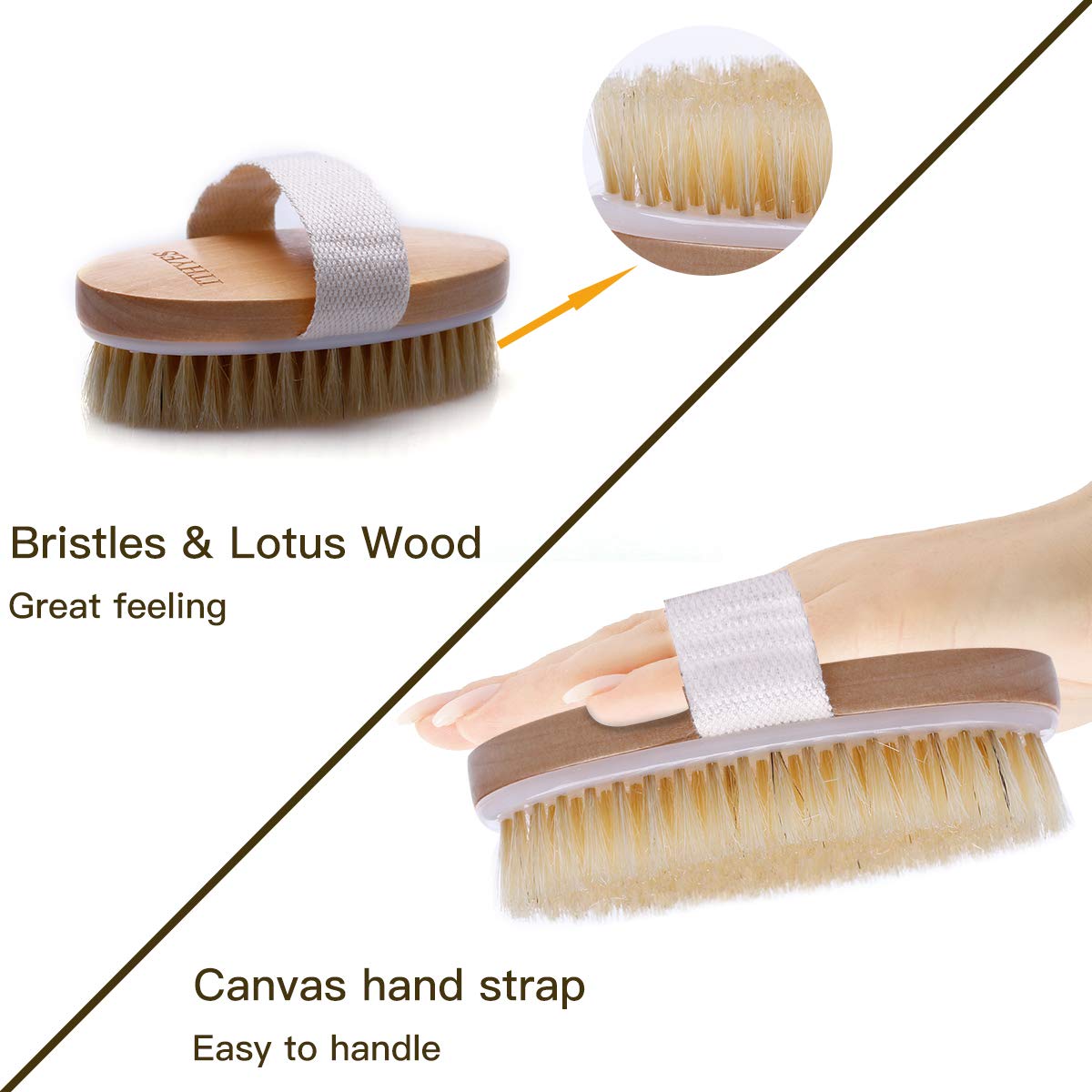 Ithyes Dry Brushing Body Brush Exfoliating Brush Natural Bristle Bath Brush For Remove Dead Skin Toxins Cellulite,Treatment,Impr