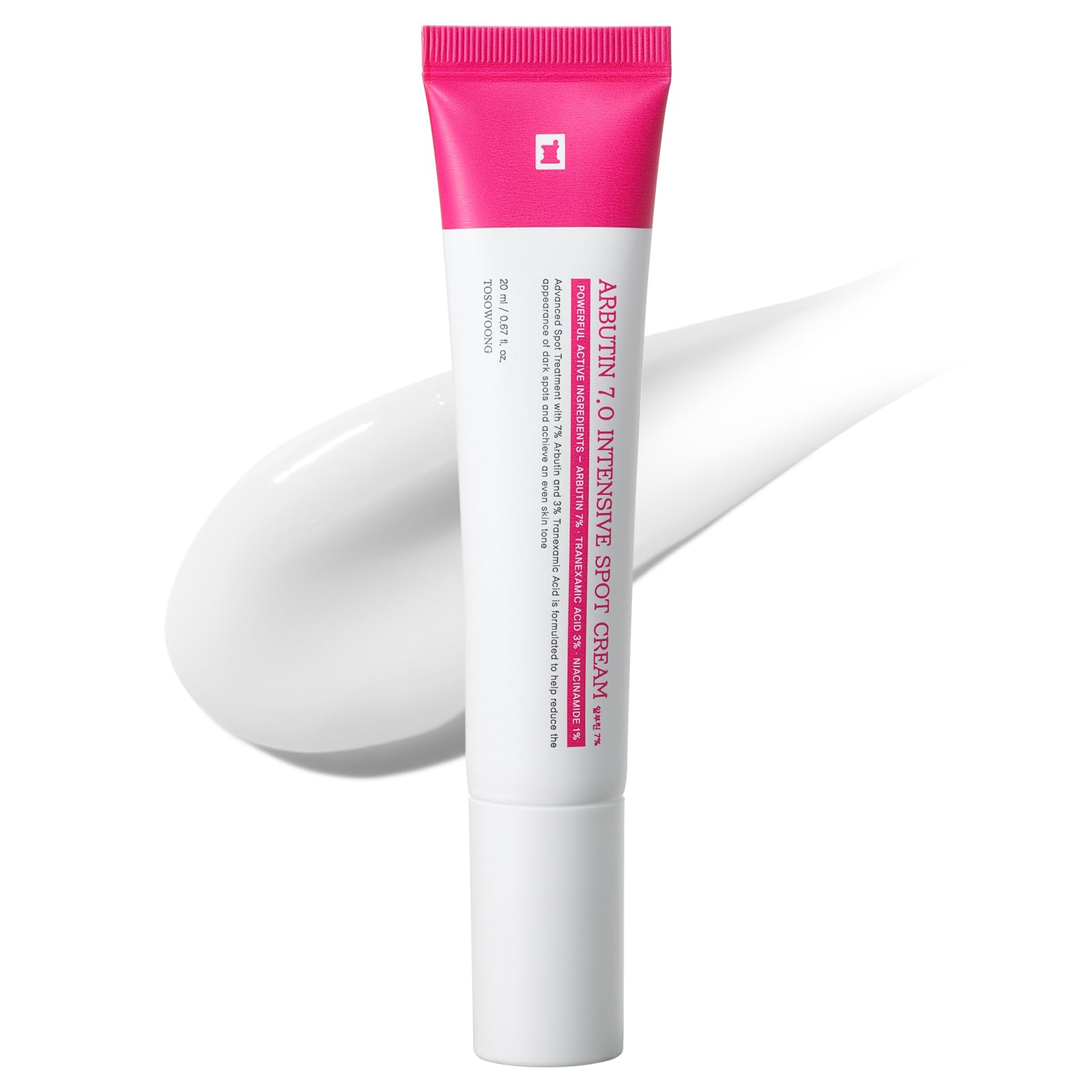 TOSOWOONG Arbutin 7% Intensive Spot Cream with 70,000ppm Arbutin, 3% Tranexamic Acid, 1% Niacinamide, Glutathione, Dark Spots, f