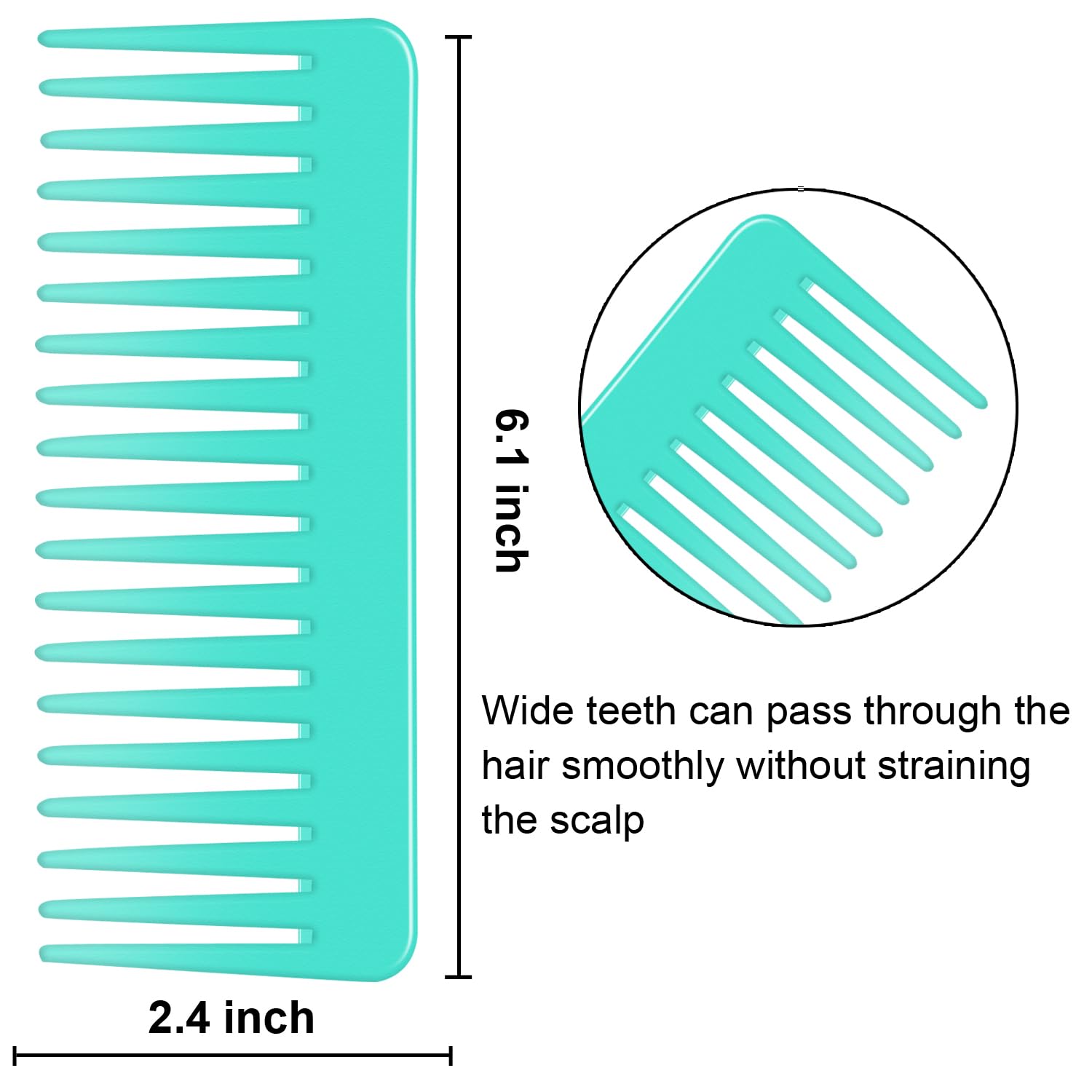 Wide Tooth And Large Detangling Comb Set For Long, Curly, Wet Hair - No Handle Styling, Shampoo, And Detangling Combs (2 Pieces