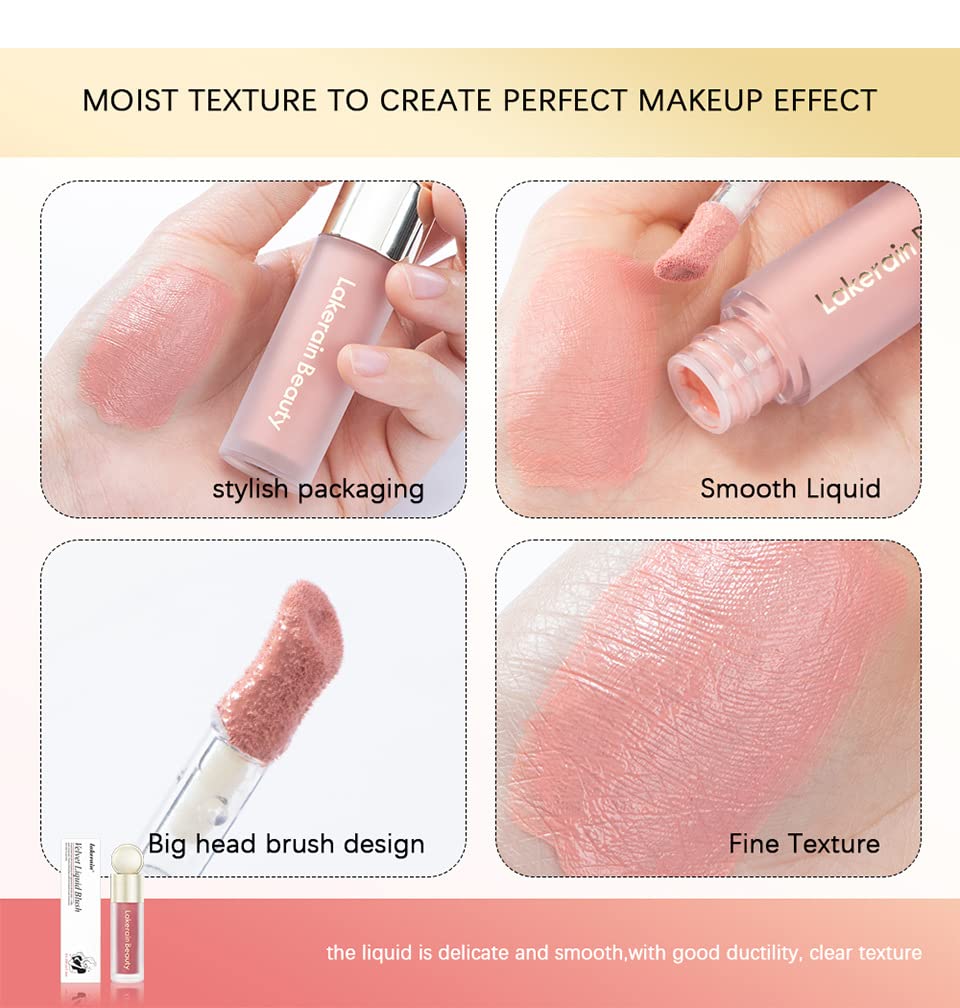 Meicoly Pink Matte Dewy Liquid Blush,Super Natural Cream Blush Stick For Cheeks,Silky Smooth Soft Pinch Long-Lasting Waterproof