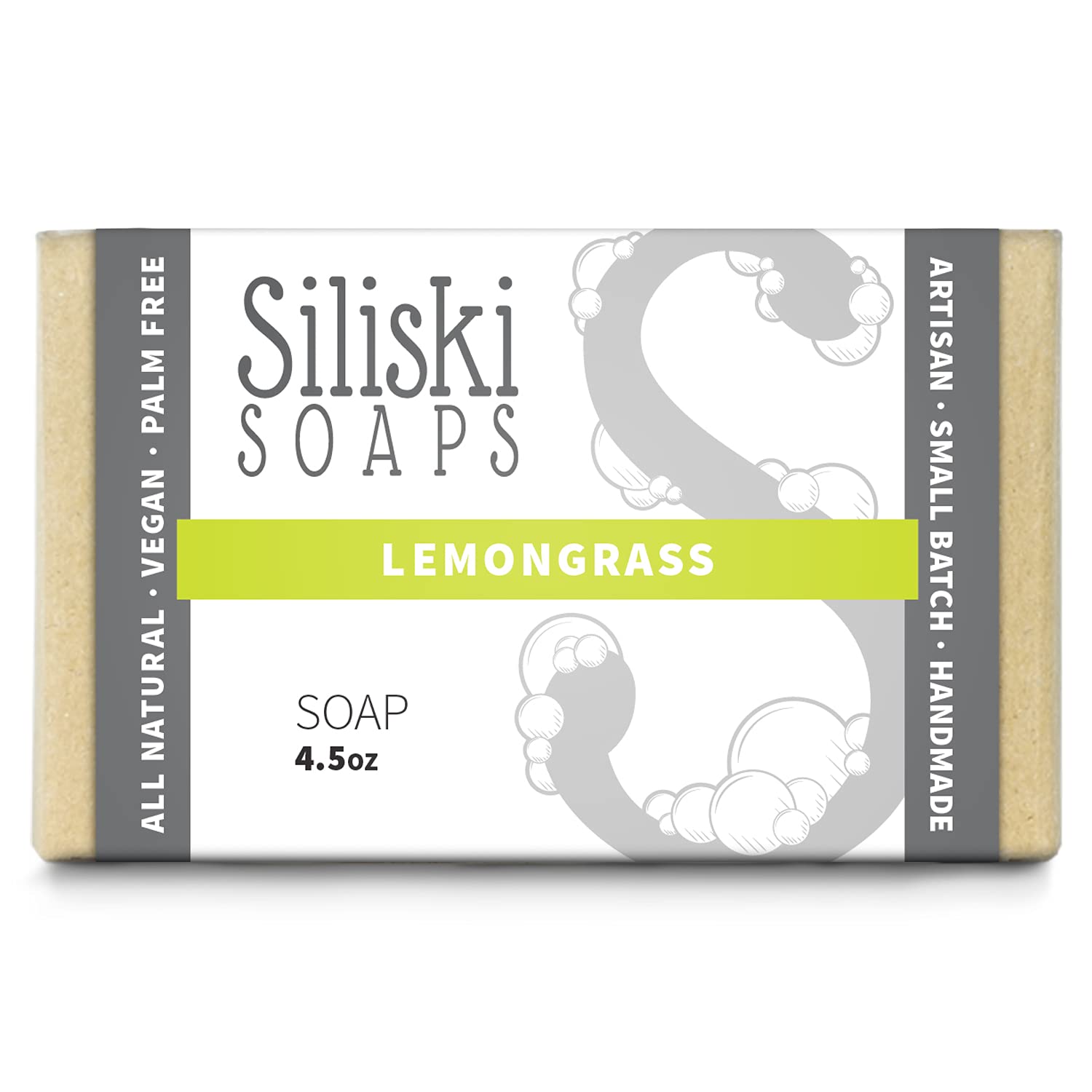 Simple Skincare By Siliski Soap, Hard, Gentle, Bath Soap, All Natural, Vegan And Palm Free - Lemongrass, 4.5 Oz