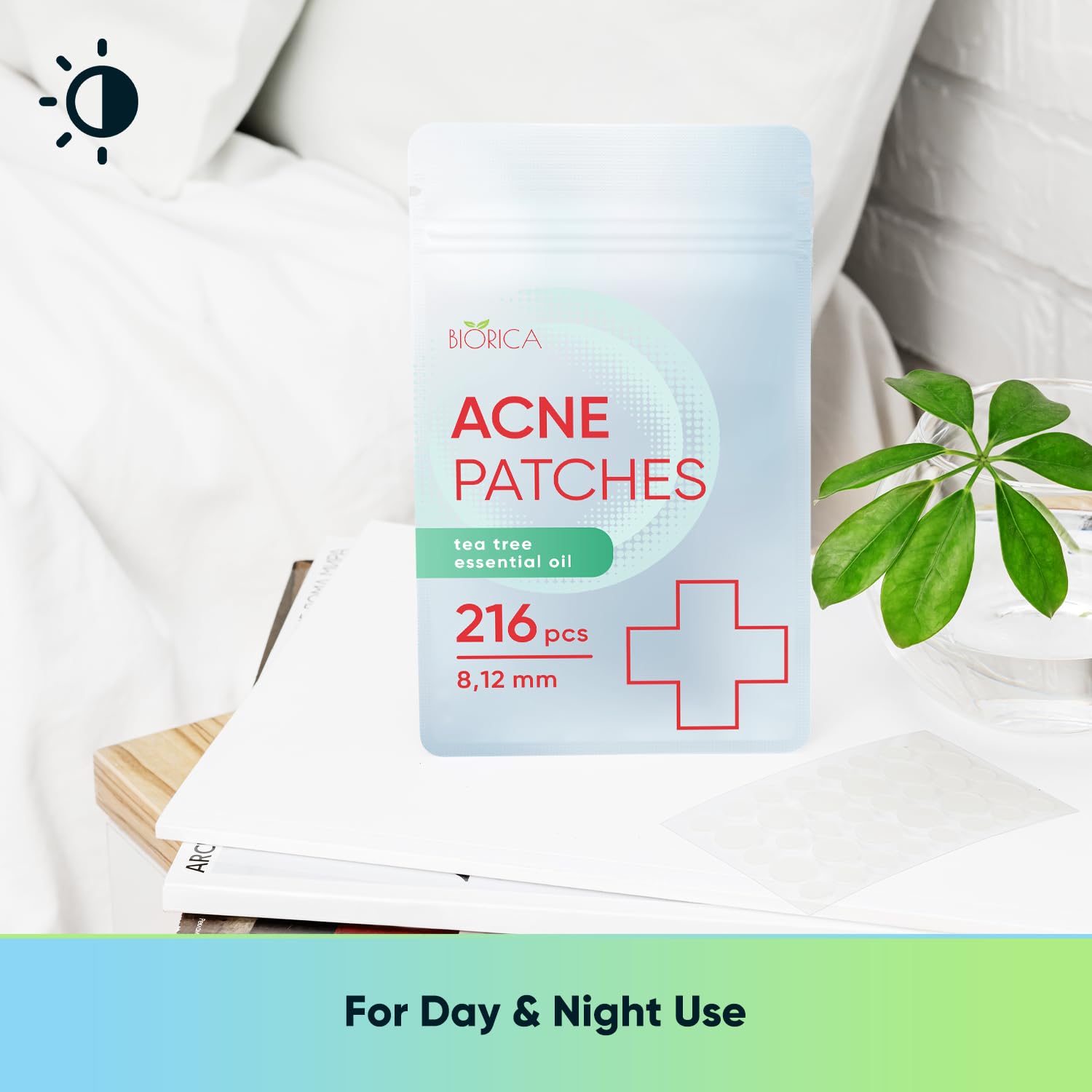 BIORICA Pimple Patches for Face with Tea Tree Oil. Hydrocolloid Acne Pimple Patches. Blemish Patches, Acne Dots, Pimple Stickers