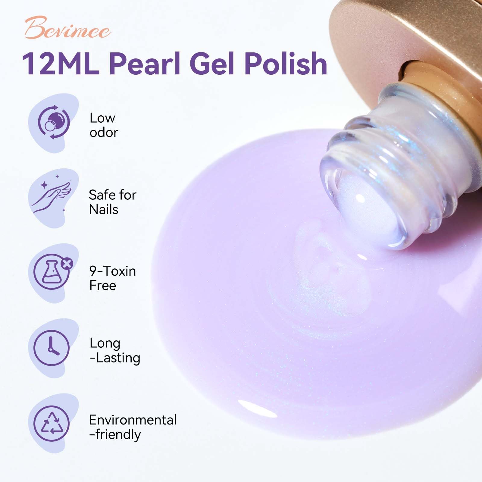 Bevimee Pearl Gel Nail Polish 12Ml Pearlescent Mermaid Iridescent Gel Polish Chrome Aurora Nail Drawing Swirl Shell Thread Effec