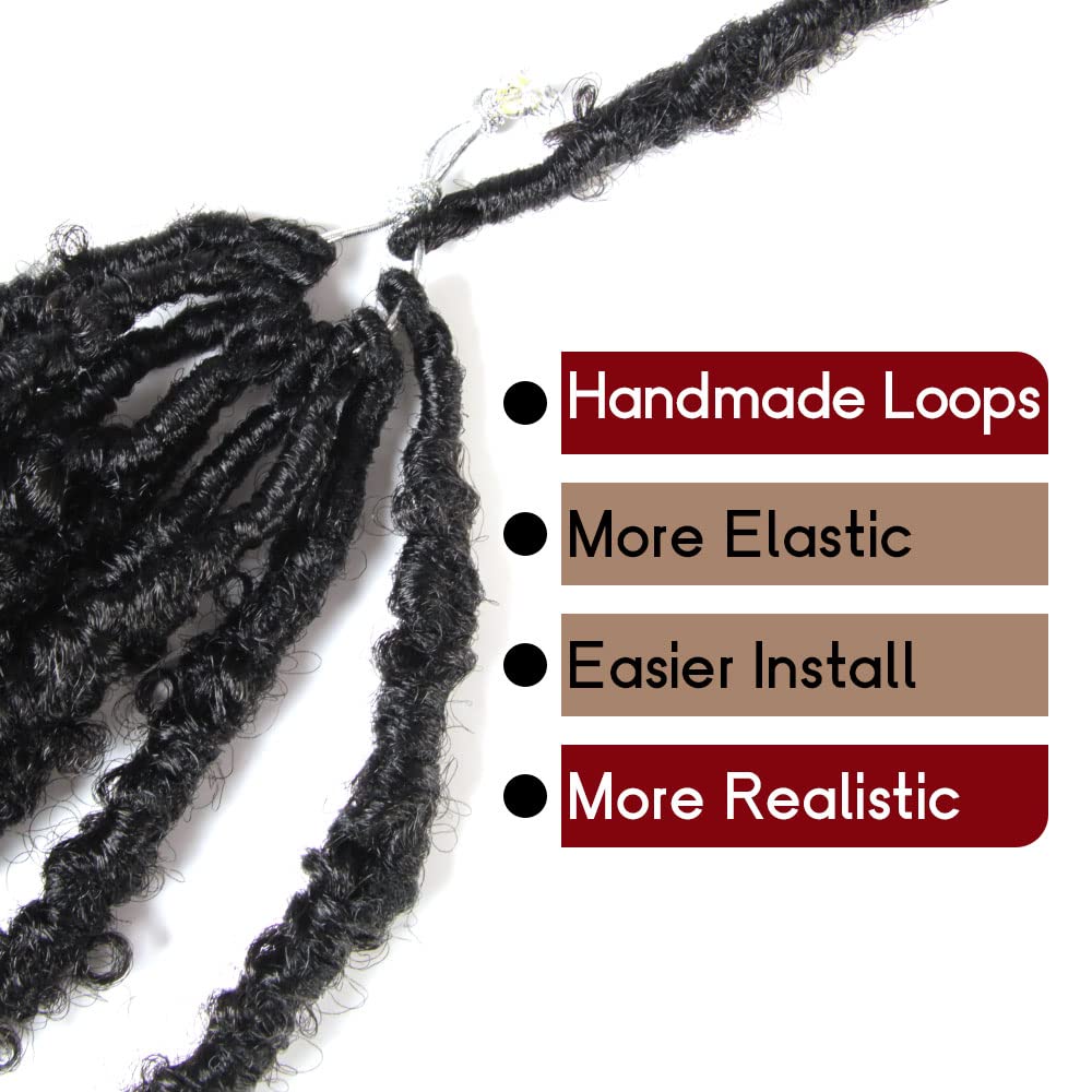 24 Inch Light Weight Butterfly Locs Crochet Hair 8 Packs Long Black Distressed Butterfly Faux Locs Crochet Hair, 2#