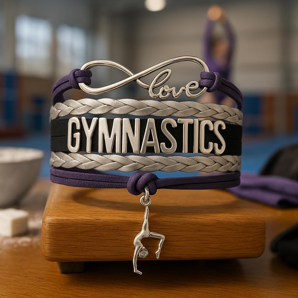 Gymnastics Charm Bracelet - Girls Infinity Bracelet - Gymnast Jewelry