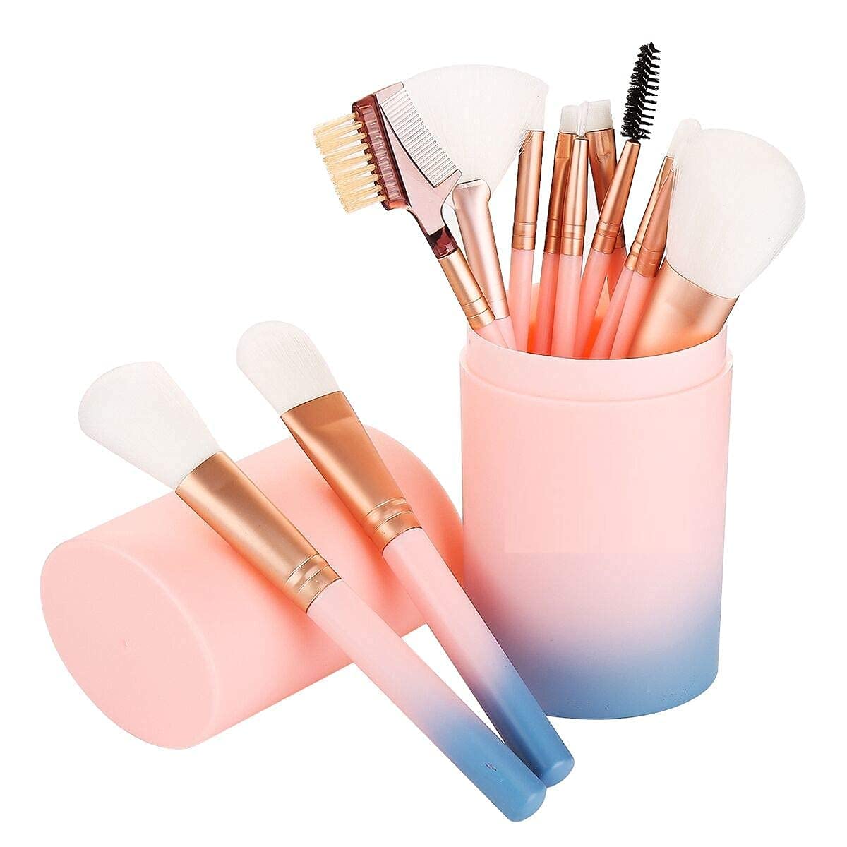 Glowhouse Makeup Brush Set For Foundation Eyeshadow Eyebrow Eyeliner Blush Powder Concealer Contour Shadows With Case With Stora