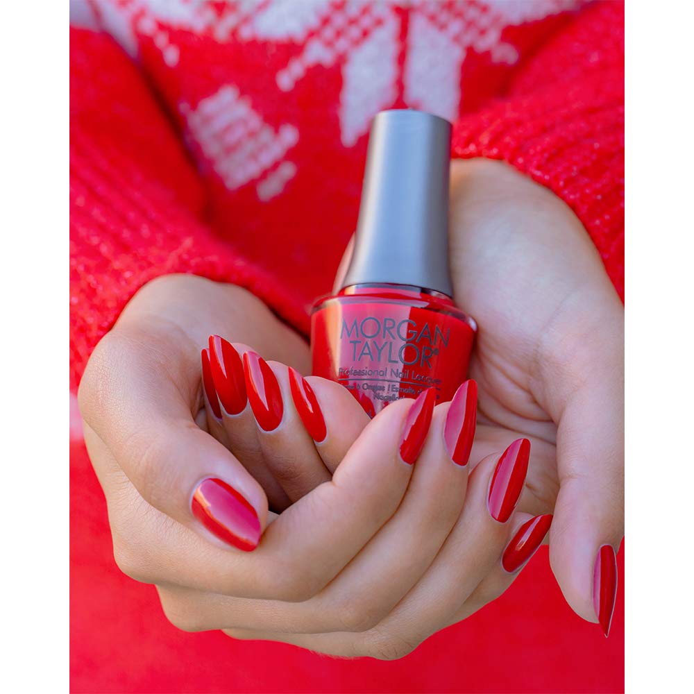 Morgan Taylor Nail Lacquer Shake Up The Magic! Collection (Stilettos in the Snow) Red Professional, Vibrant, Chip-Resistant, Fas