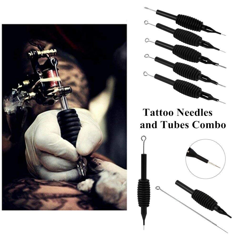Dragonhawk 60 Counts Black Tattoo Needles Tubes With Matching Assorted