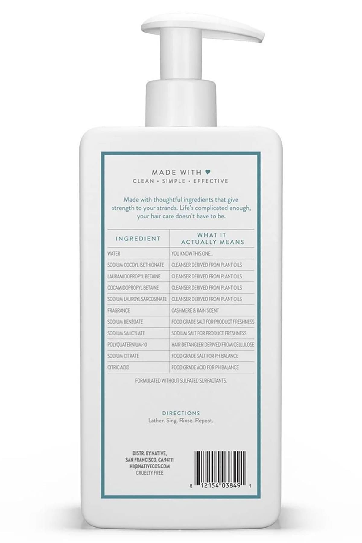 Native Cashmere & Rain Strengthening Shampoo and Conditioner Set 16.5 oz each, Blue
