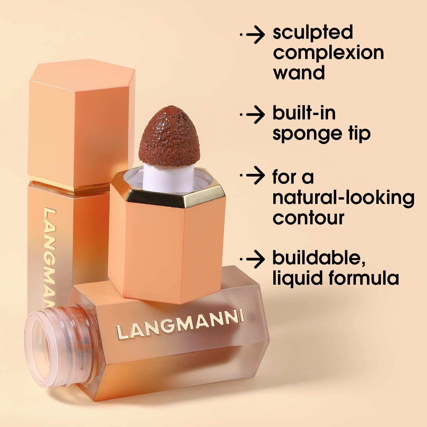 Urqt Highly Pigmented Liquid Contour - Built-In Sponge Tip Sculpted Complexion Wand Contour Non-Greasy Long Lasting Natural Weig