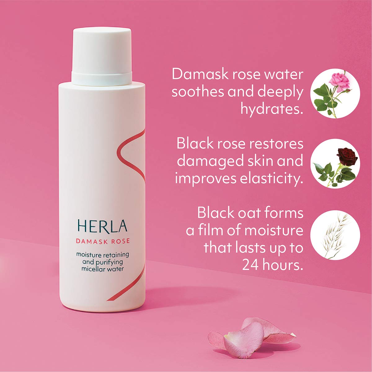 Herla Beauty - Damask Rose Line | Moisture Retaining And Purifying Micellar Water - Removes Makeup And Eliminates Impurities