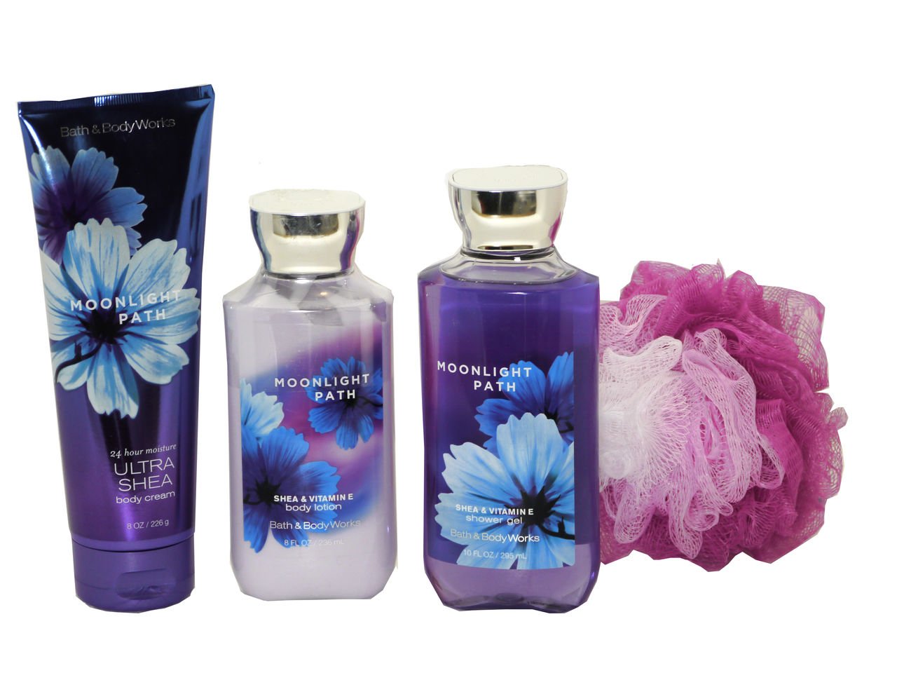 Bath & Body Works Signature Collection Moonlight Path Gift Set - Bundle - 4 items: Ultra Shea Cream, Body Lotion, Shower Gel, an