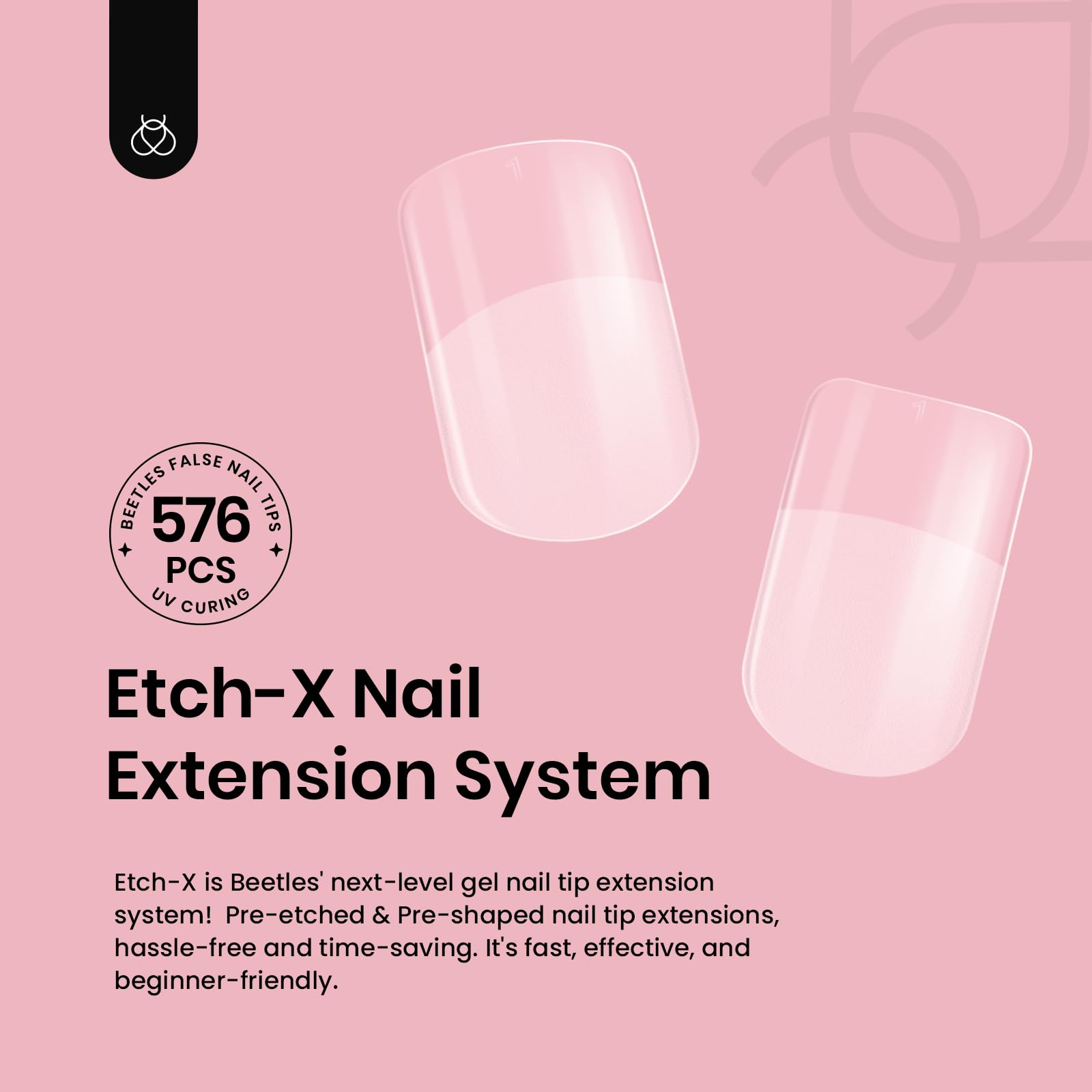 Beetles Short Square Nail Tips: 12 Sizes 576Pcs Xs Short Square Half Matte Clear False Acrylic Press On Nails Tips Pre-Shape Ful