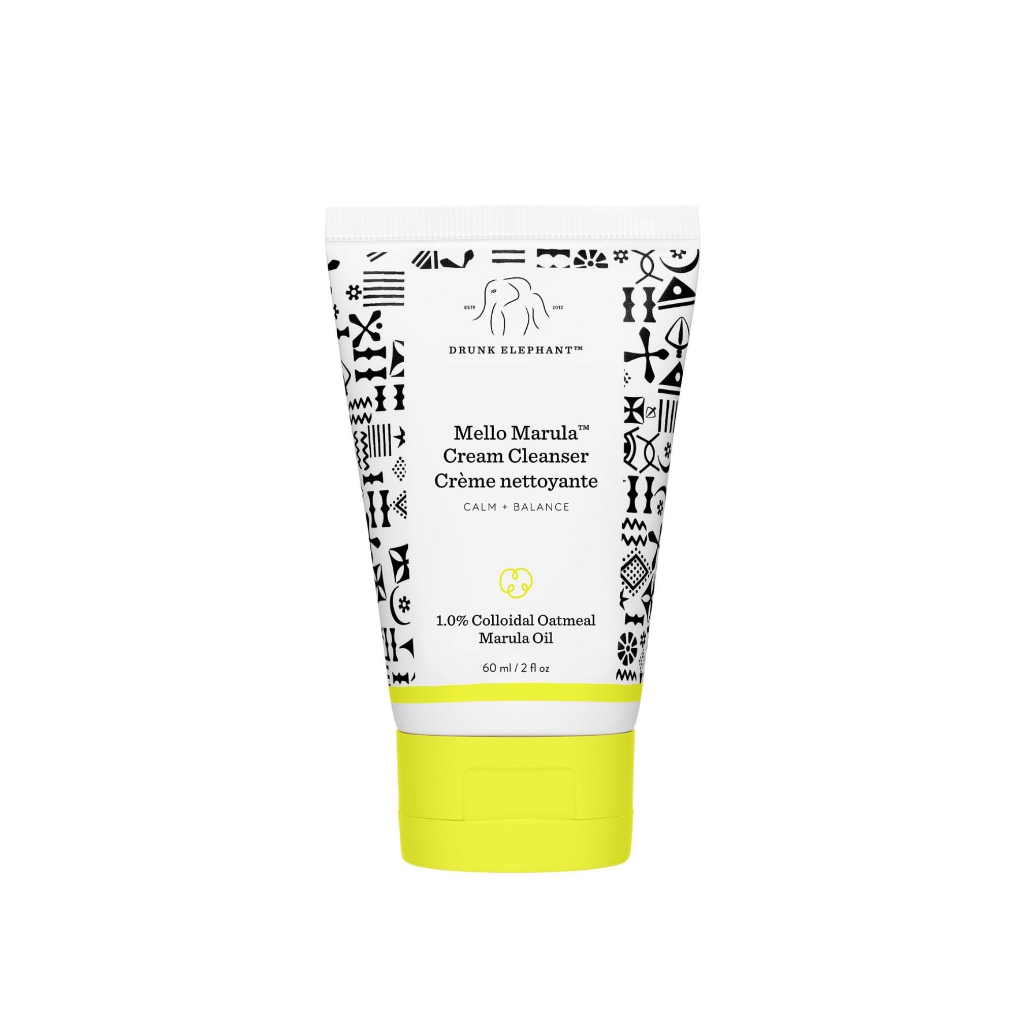 Drunk Elephant Mello Marula Cream Cleanser - 60 ml/2 fl oz - Calming Face Wash - Clean Clinical Skincare - Cruelty-Free - Dermat