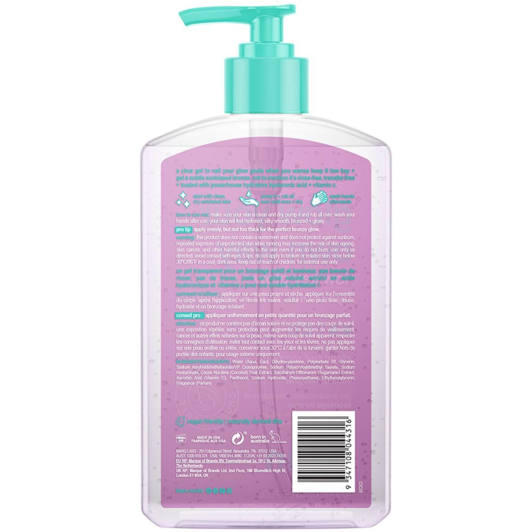 B.TAN Dark Clear Self Tan Gel - Transfer-Resistant, Gradual Bronze, 16 Fl Oz, Medium, Packed with Hyaluronic Acid & Vitamin C