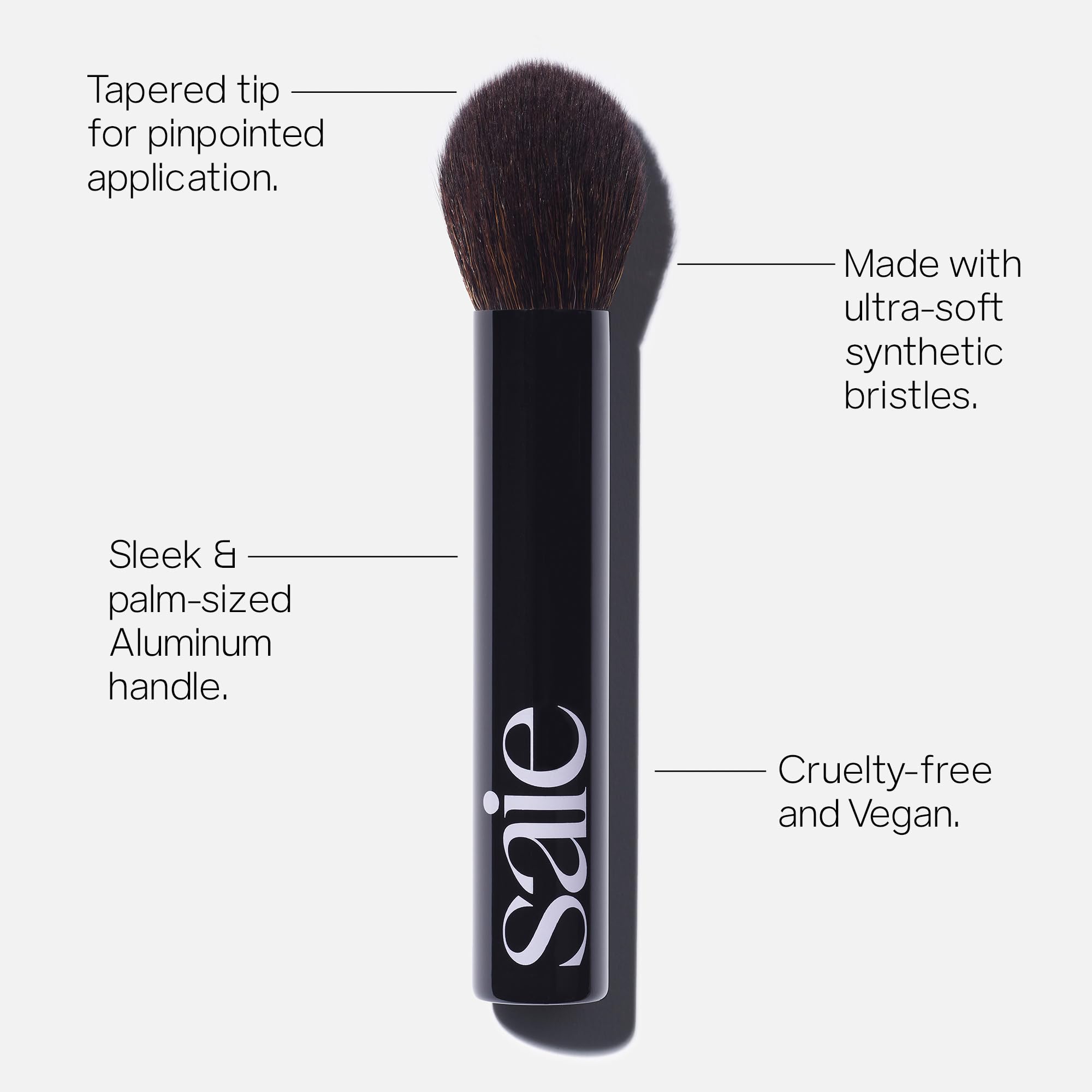 Saie The Fluffy Brush - Soft, Multi-Use Pressed + Loose Powder Brush - Fluffy Makeup Brush With Tapered Tip For Precise Applicat