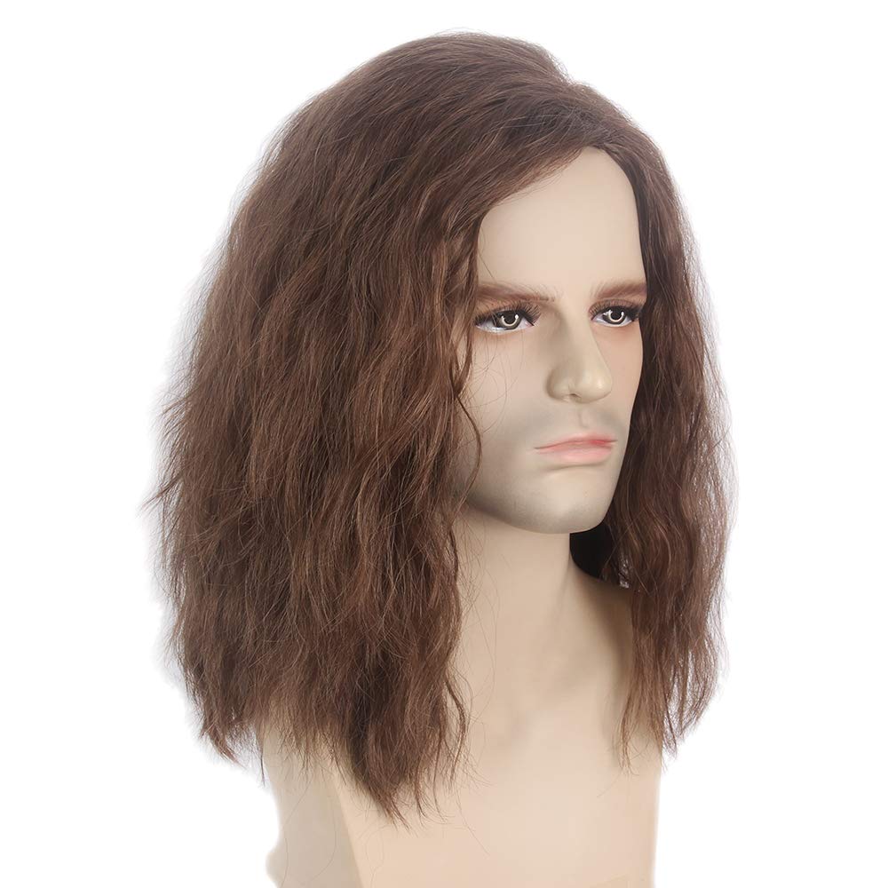 Reewes Mens Wig Long Men Wigs Wig Curly Wave Layered Hair With Cap Flame Redartant Synthetic Hair Wig Natural Hair Wig For Male