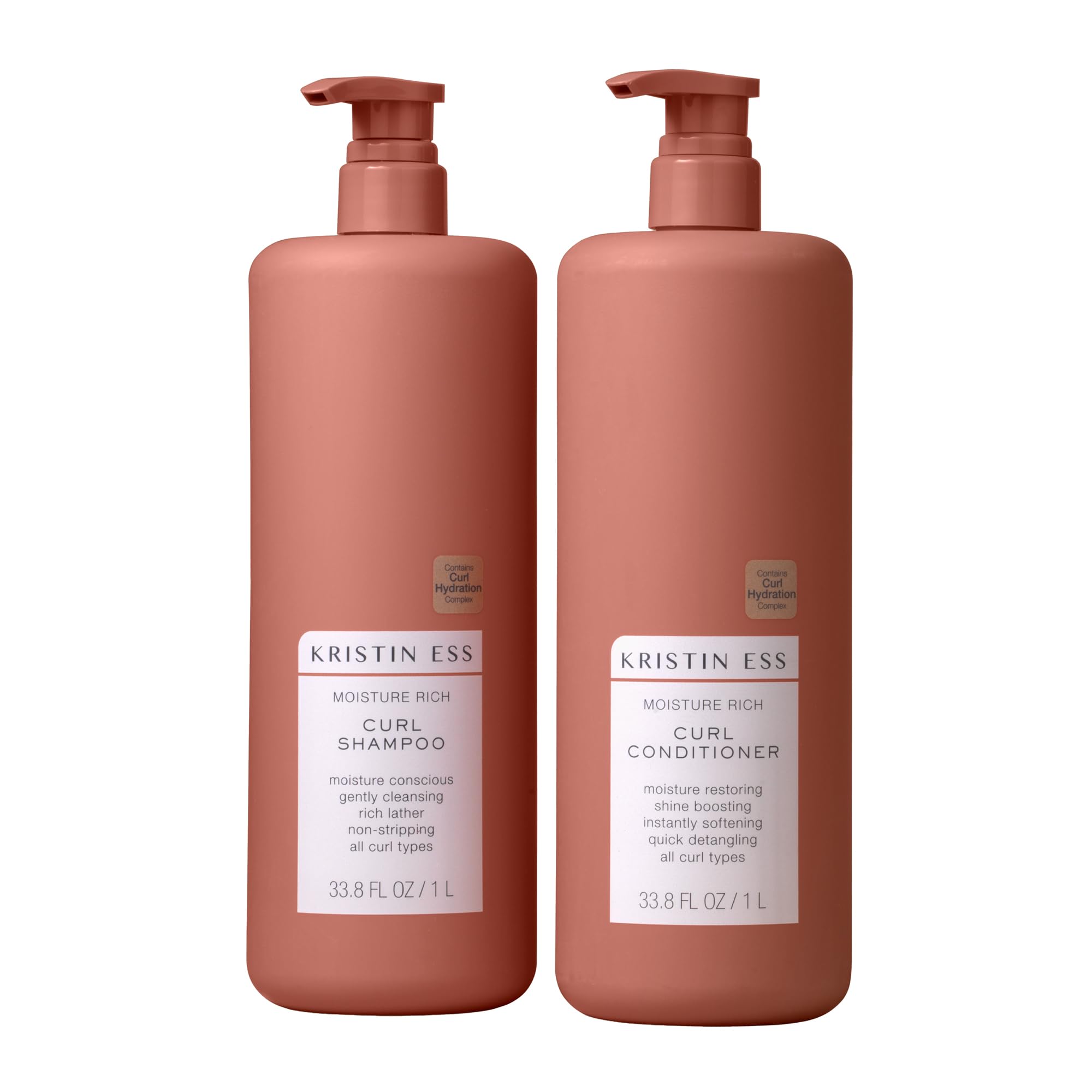 Kristin Ess Hair Curl Shampoo and Conditioner Set for Curly Hair - Moisturizing, Anti Frizz, Silicone Free Shampoo and Condition