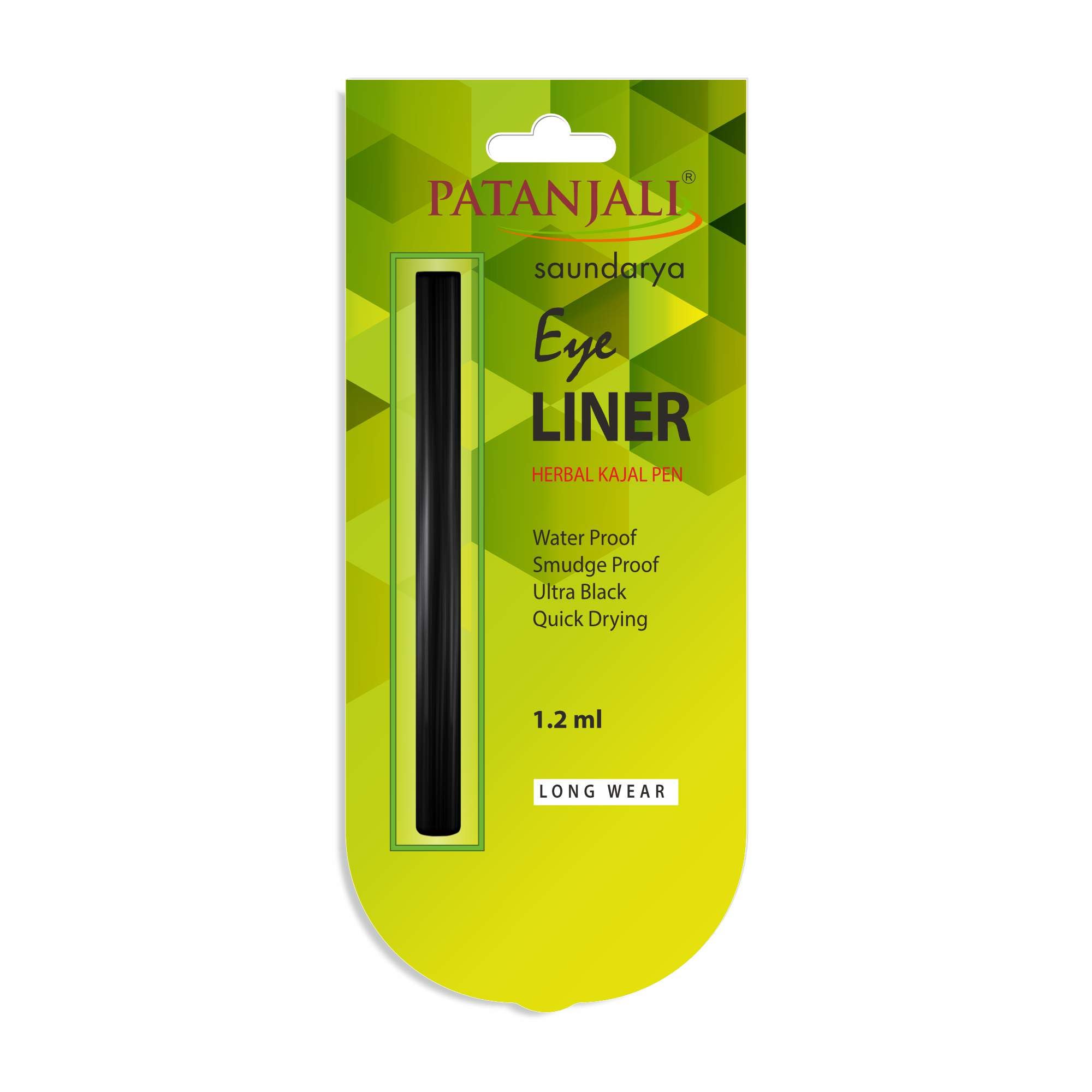 Patanjali Saundarya Eyeliner Pen Hyper Black Waterproof, Sketch Eyeliner With Matte Finish, Smudge Proof Pencil, Quick Dry Long
