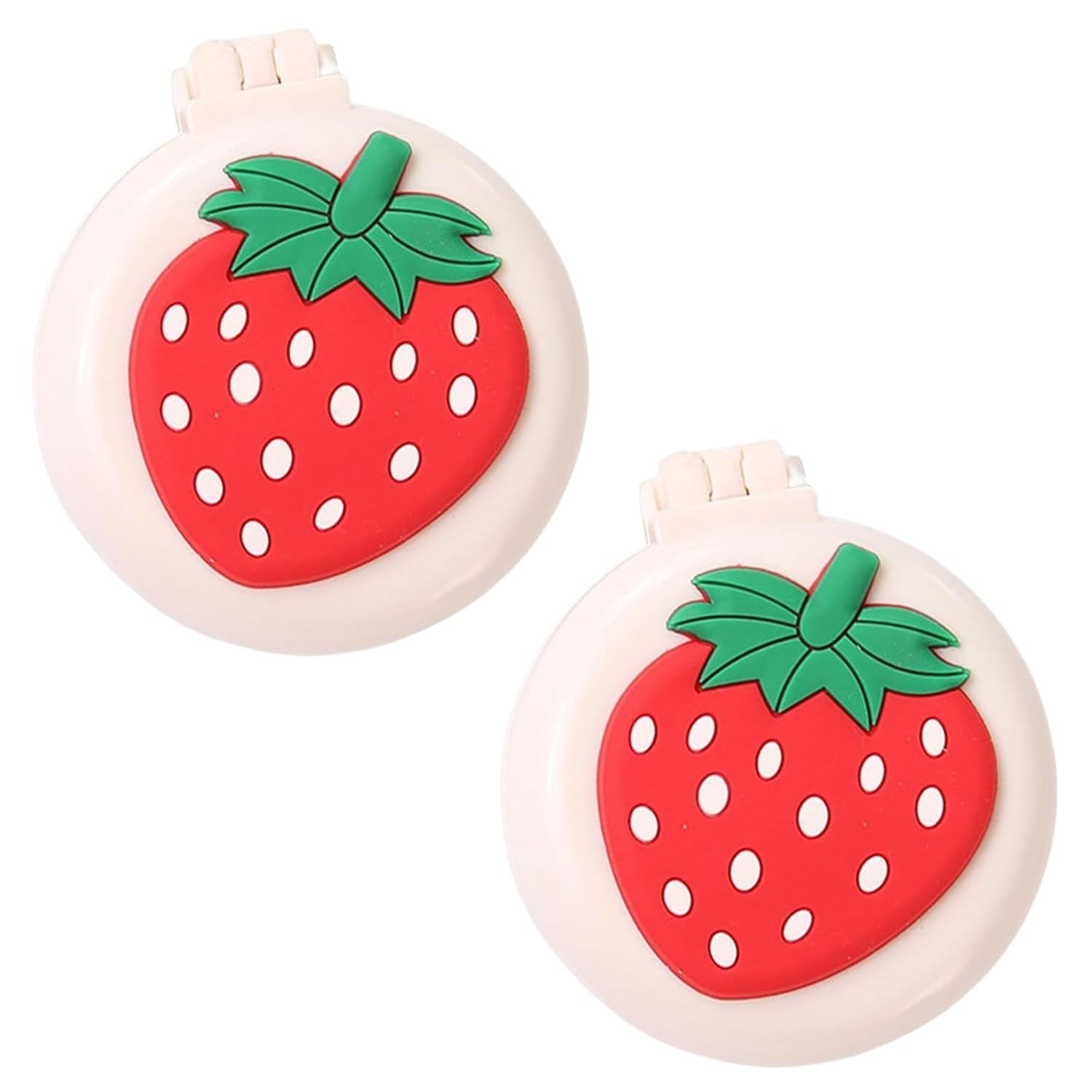 2Pcs Strawberry Travel Hair Brush, Folding Round Massage Brush with Mini Mirror, Portable Compact Styling Tools for Women