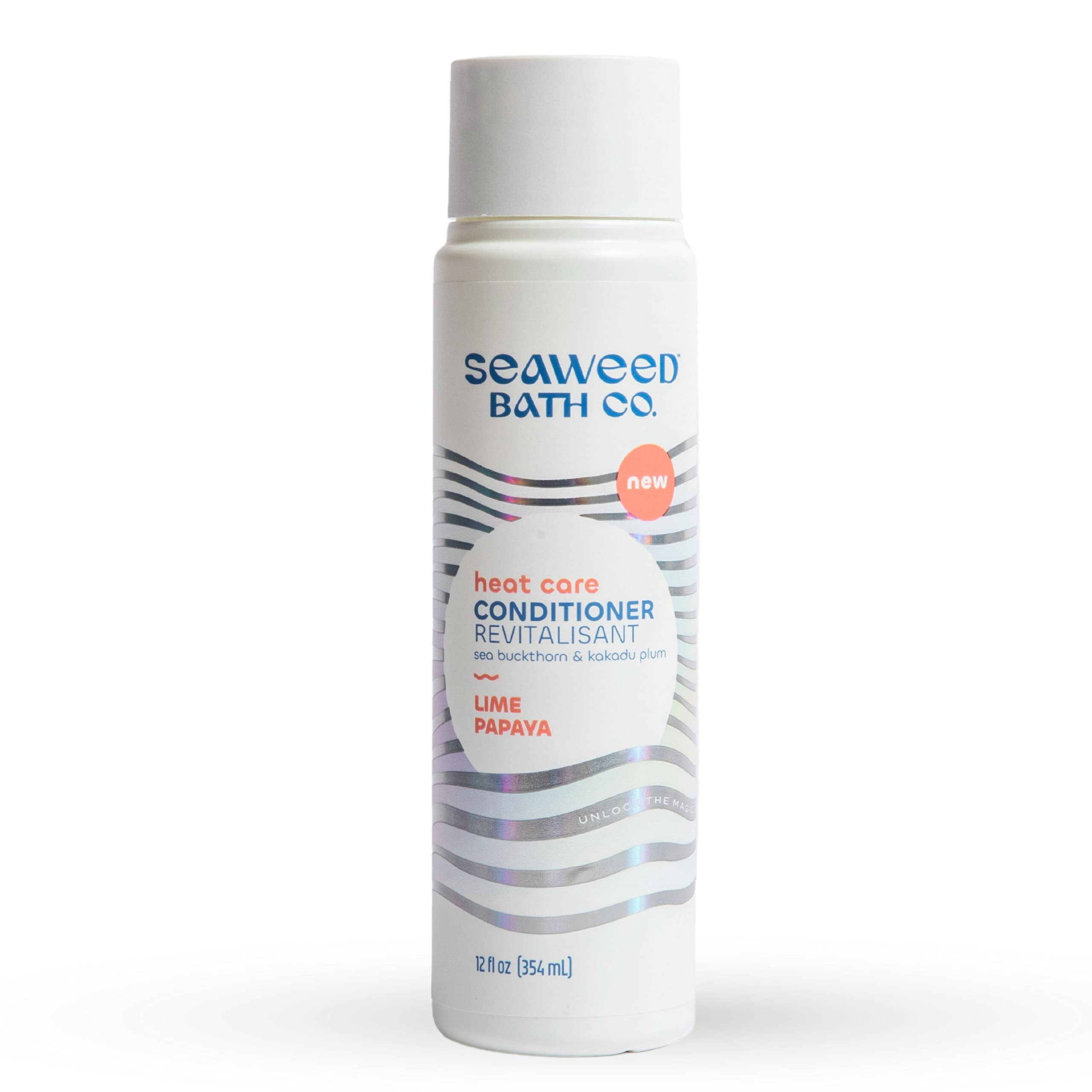 Seaweed Bath Co. Heat Care Conditioner, Lime Papaya Scent, 12 Ounce, Sustainably Harvested Seaweed, Sea Buckthorn, Kakadu Plum,