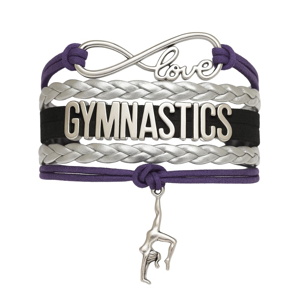 Gymnastics Charm Bracelet - Girls Infinity Bracelet - Gymnast Jewelry