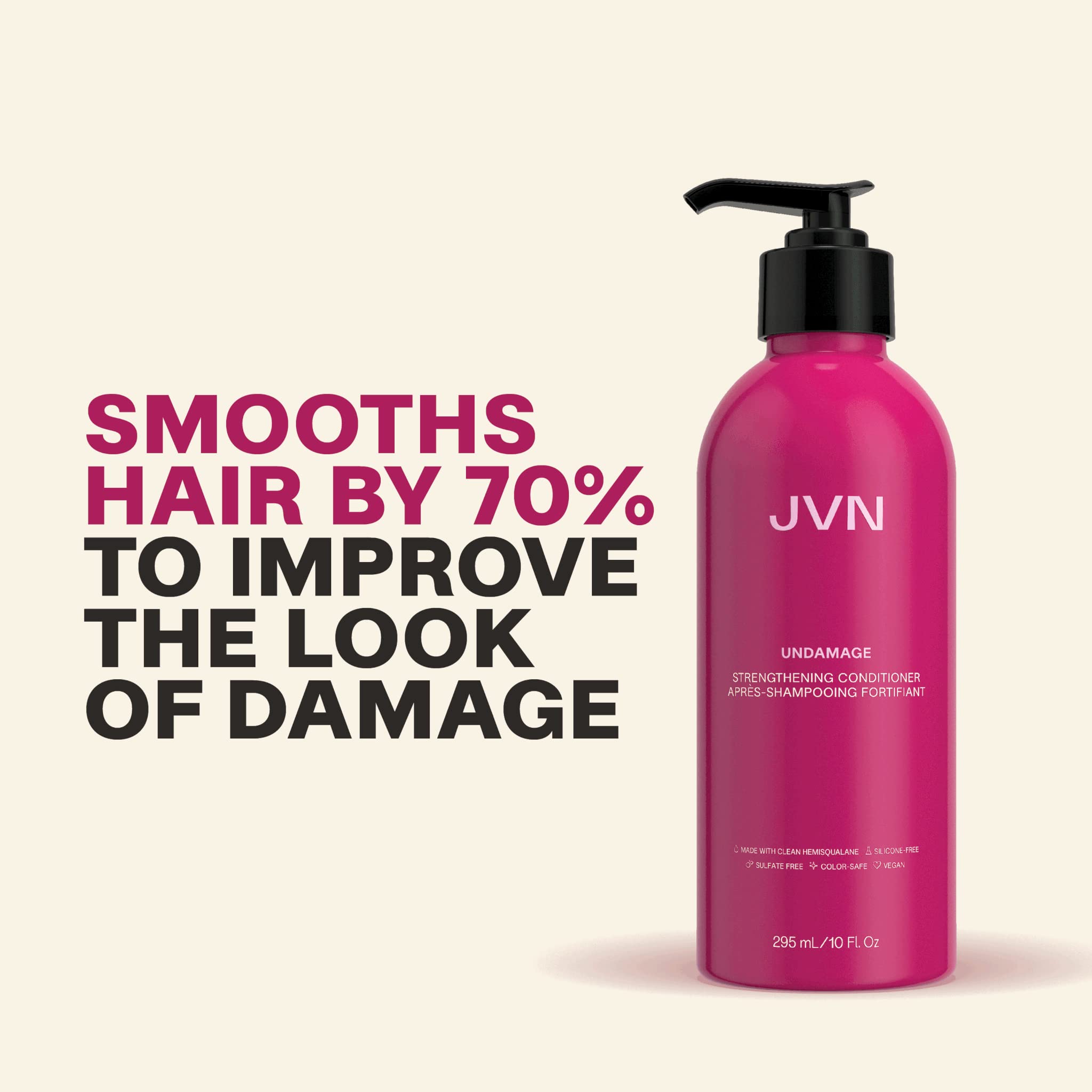 JVN Undamage Strengthening Conditioner, Reparative Conditioner for Dry Hair, Smooths Strands and Repairs Hair, Sulfate Free (10