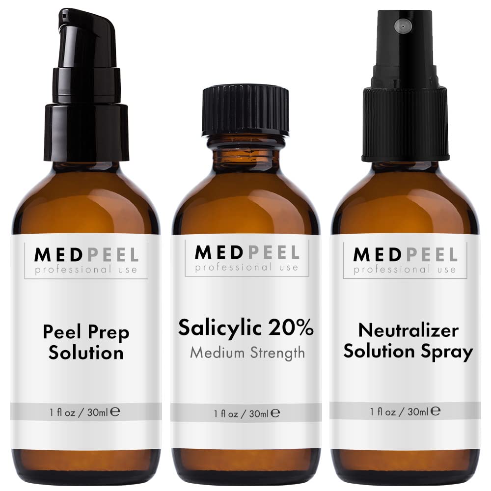MedPeel Salicylic Acid 20% Essential Peel Kit, Includes Peel, Prep, Neutralizer, Medium Strength Professional Grade Chemical Fac