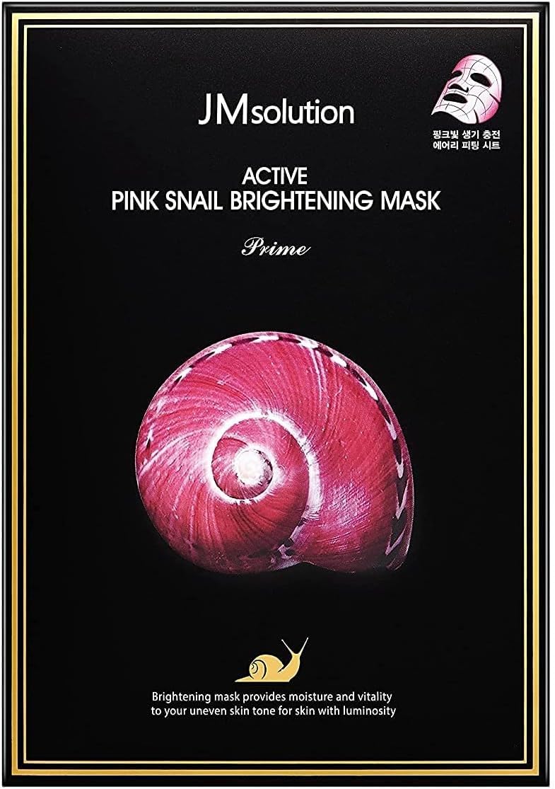 Jm Solution Active Pink Snail Regenerating Korean Facial Skin Care Mask -Vitamin B Bright Nourishing Glow Mask-10 Sheets For All
