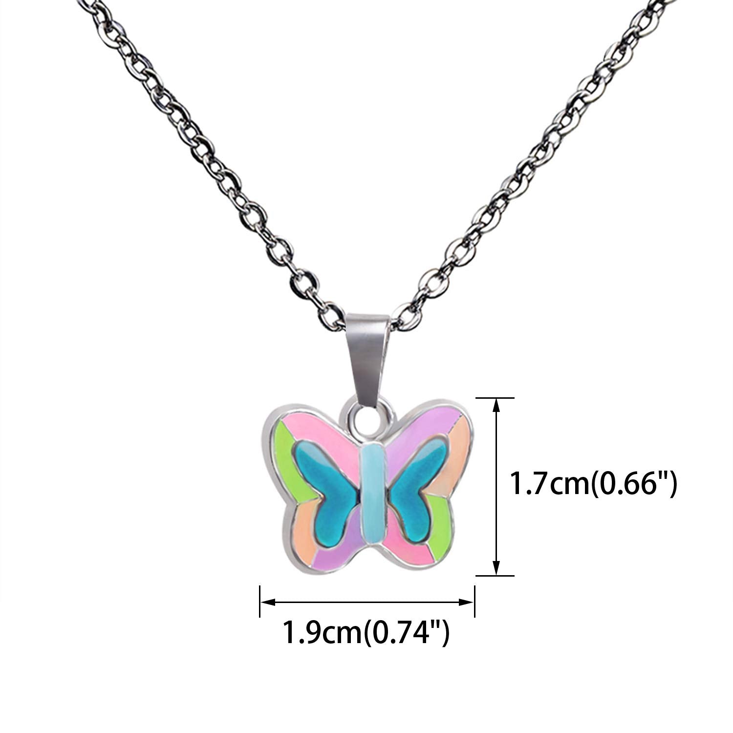 FM FM42 Temperature Sensing Color Changing Butterfly Pendant Necklace with Glow in the Dark Frame ZN1315