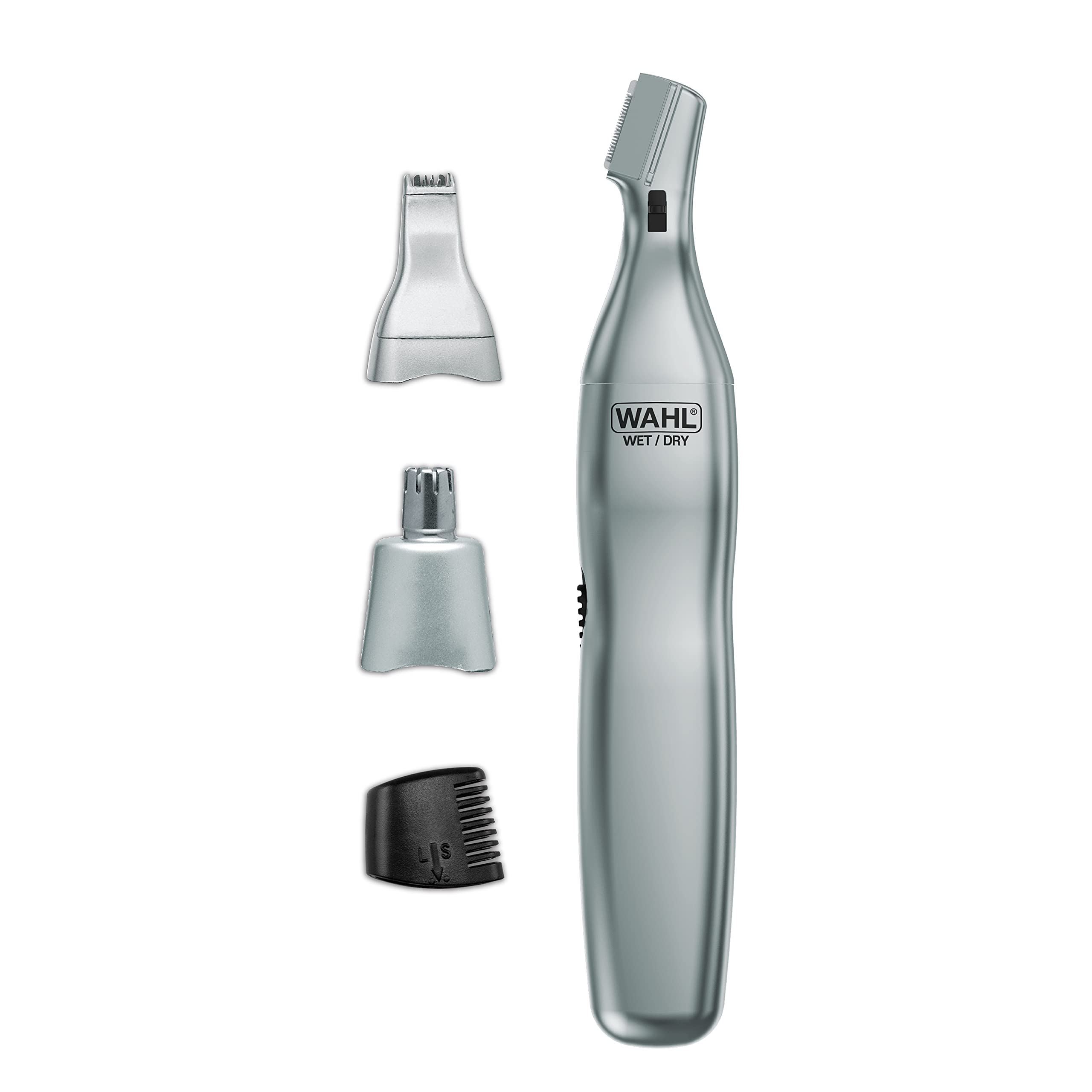 Wahl Mens Nose Hair Trimmer, for Eyebrows, Neckline, Nose & Ear Hair, Precision Detail Trimming with Interchangeable Heads, Batt