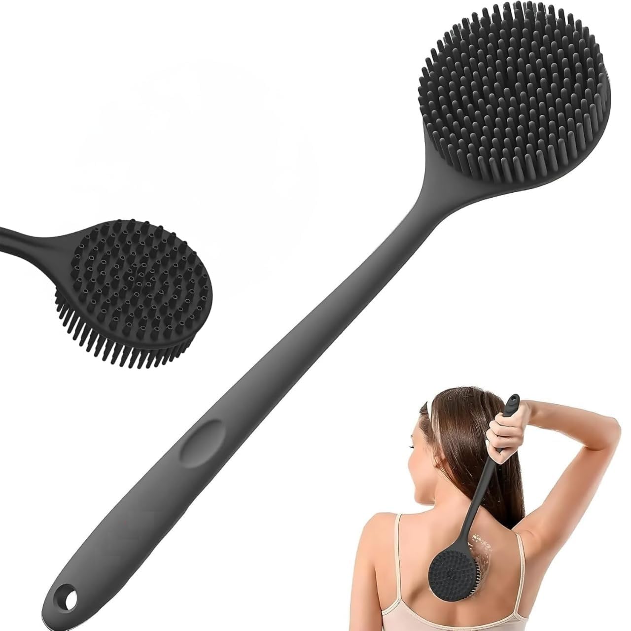 2 In 1 Silicone Bath Brush Pcs 1 | Soft Silicone Body Scrubber with Massage Bristles | Bath Cleaning & Exfoliating Brush